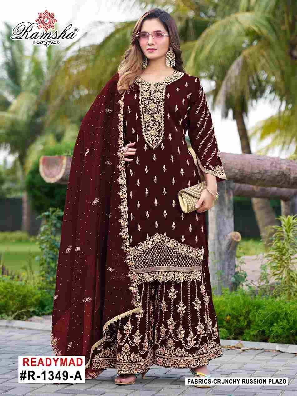 Ramsha 1349 Colours By Ramsha 1349-A To 1349-D Series Designer Pakistani Suits Beautiful Fancy Colorful Stylish Party Wear & Occasional Wear Crunchy Embroidered Dresses At Wholesale Price