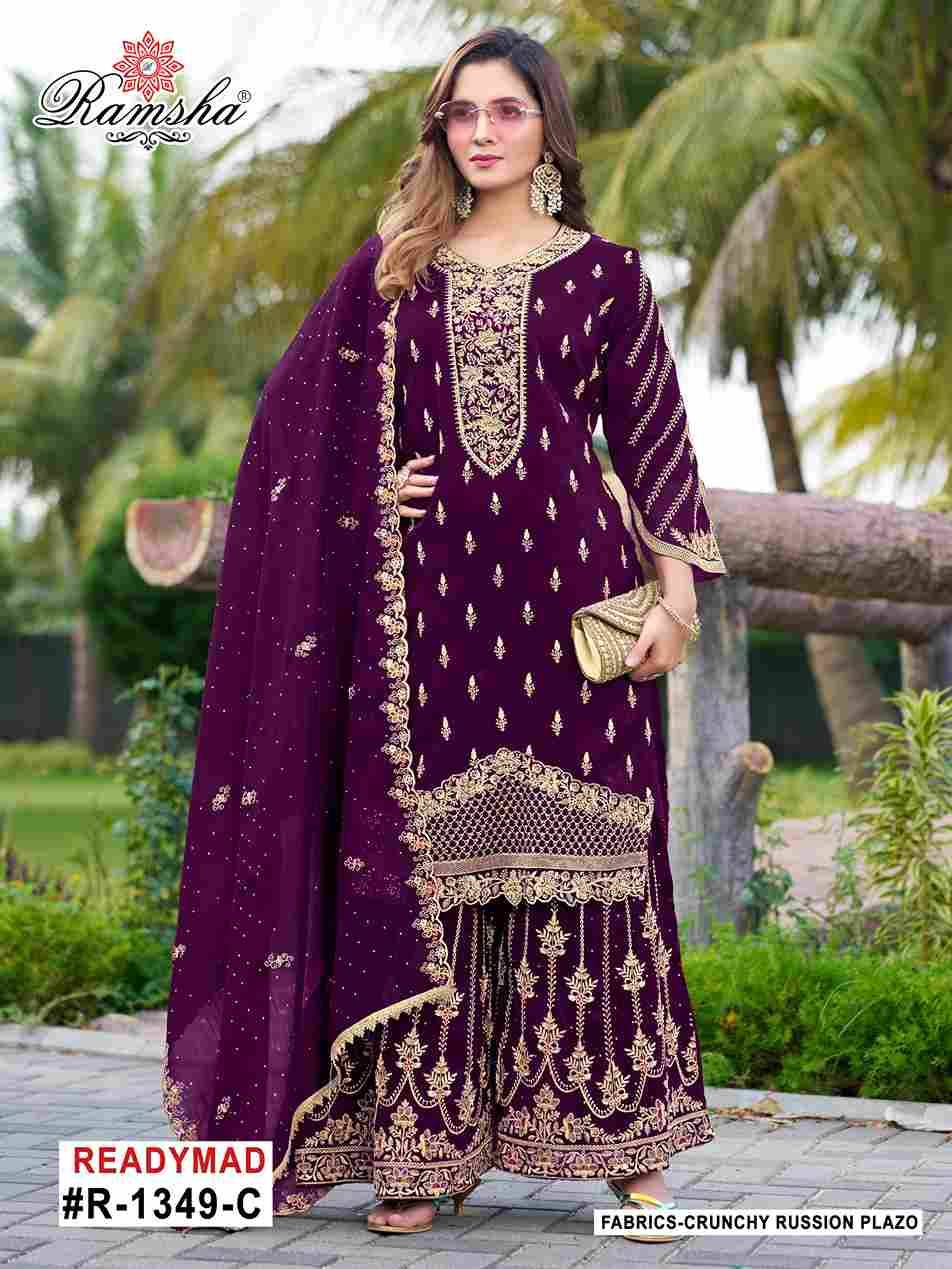 Ramsha 1349 Colours By Ramsha 1349-A To 1349-D Series Designer Pakistani Suits Beautiful Fancy Colorful Stylish Party Wear & Occasional Wear Crunchy Embroidered Dresses At Wholesale Price