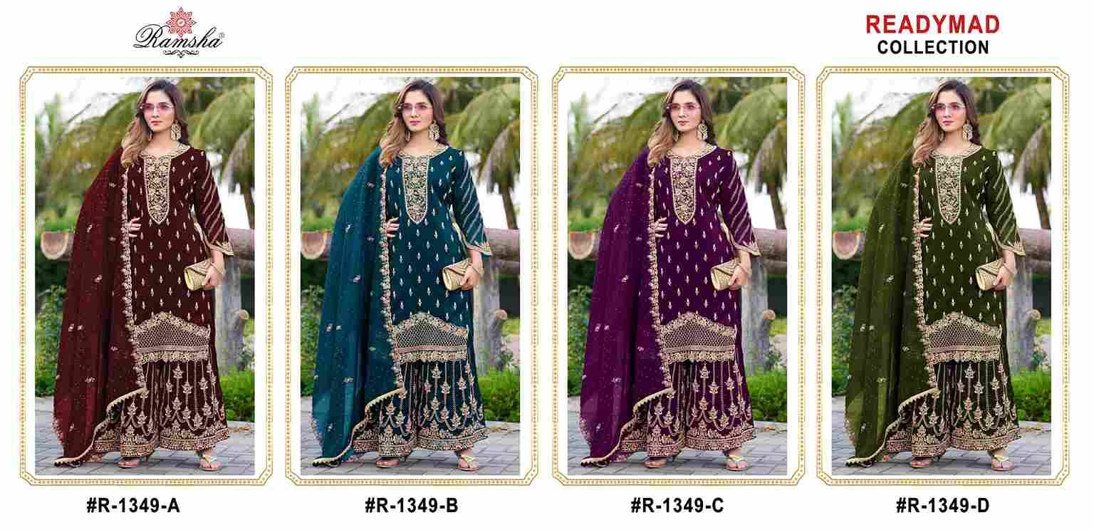 Ramsha 1349 Colours By Ramsha 1349-A To 1349-D Series Designer Pakistani Suits Beautiful Fancy Colorful Stylish Party Wear & Occasional Wear Crunchy Embroidered Dresses At Wholesale Price