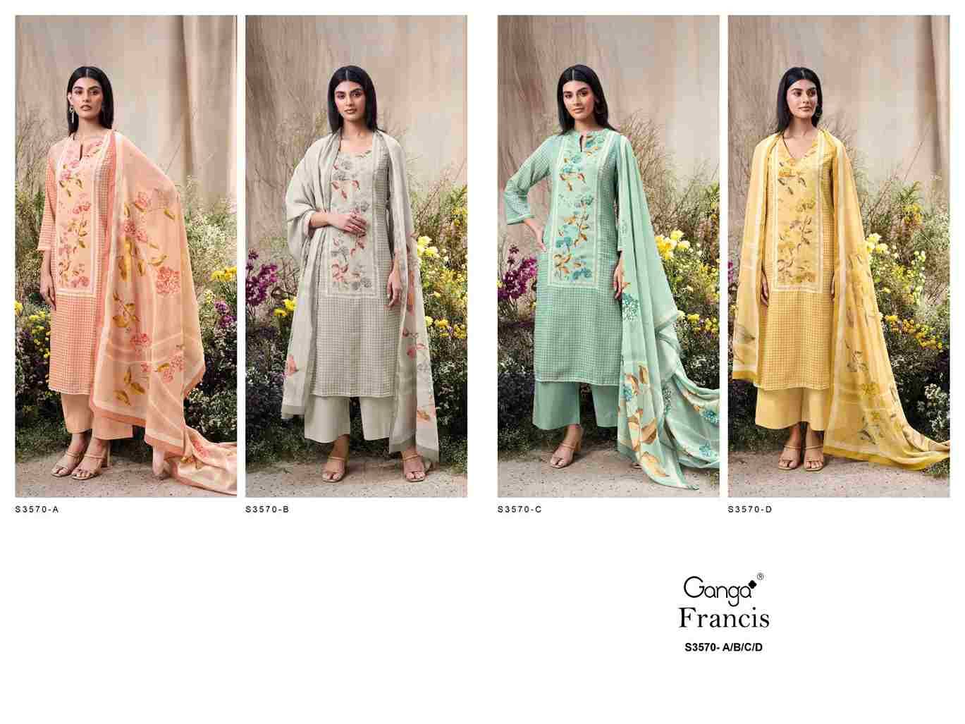 Francis-3570 By Ganga Fashion 3570-A To 3570-D Series Beautiful Festive Suits Colorful Stylish Fancy Casual Wear & Ethnic Wear Mal Cotton Dresses At Wholesale Price