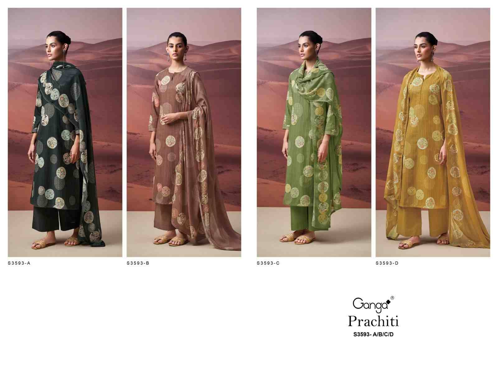 Prachiti-3593 By Ganga Fashion 3593-A To 3593-D Series Beautiful Festive Suits Colorful Stylish Fancy Casual Wear & Ethnic Wear Cotton Dresses At Wholesale Price