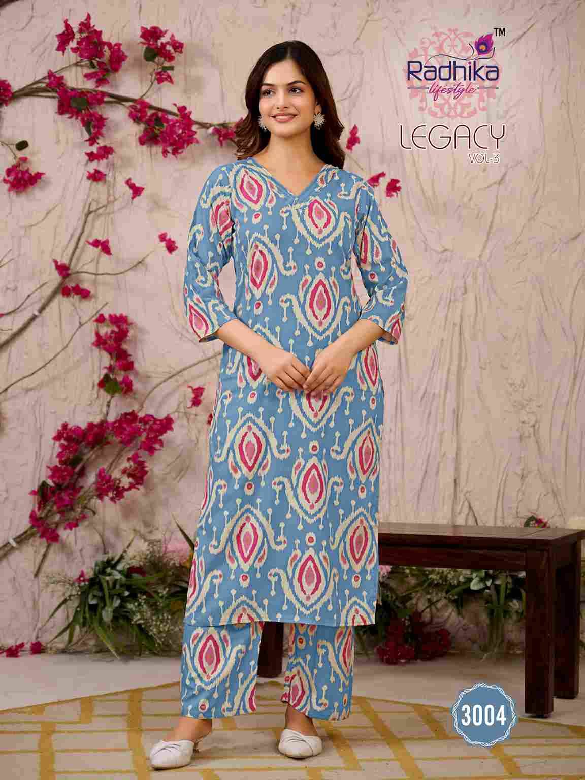 Legacy Vol-3 By Radhika Lifestyle 3001 To 3006 Series Designer Stylish Fancy Colorful Beautiful Party Wear & Ethnic Wear Collection Rayon Co-Ord At Wholesale Price