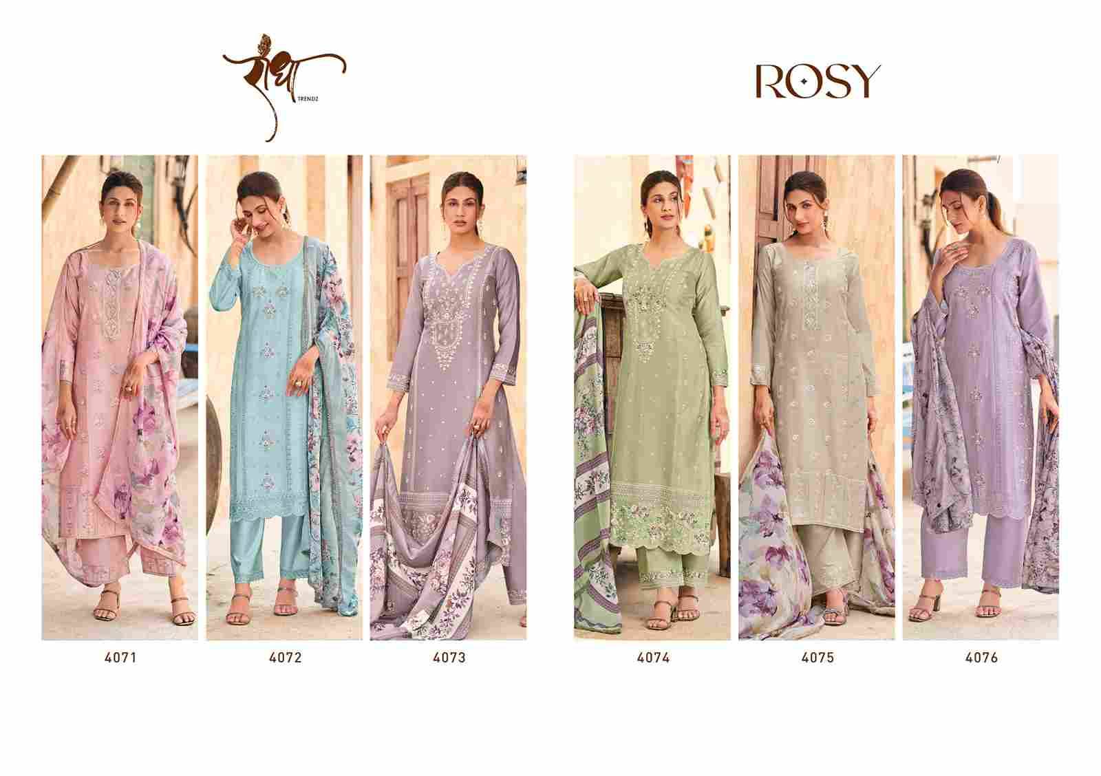 Rosy By Radha Trendz 4071 To 4076 Series Festive Suits Beautiful Fancy Colorful Stylish Party Wear & Occasional Wear Pure Jam Cotton Dresses At Wholesale Price