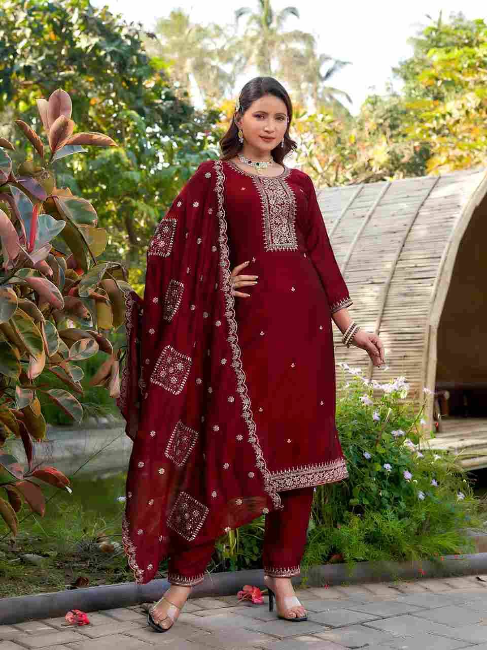 Esha By Aanchi 1001 To 1004 Series Designer Festive Suits Beautiful Stylish Fancy Colorful Party Wear & Occasional Wear Vichitra Silk Dresses At Wholesale Price
