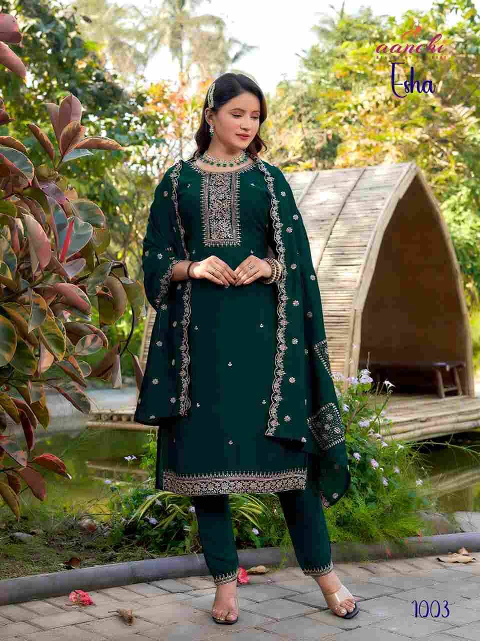 Esha By Aanchi 1001 To 1004 Series Designer Festive Suits Beautiful Stylish Fancy Colorful Party Wear & Occasional Wear Vichitra Silk Dresses At Wholesale Price