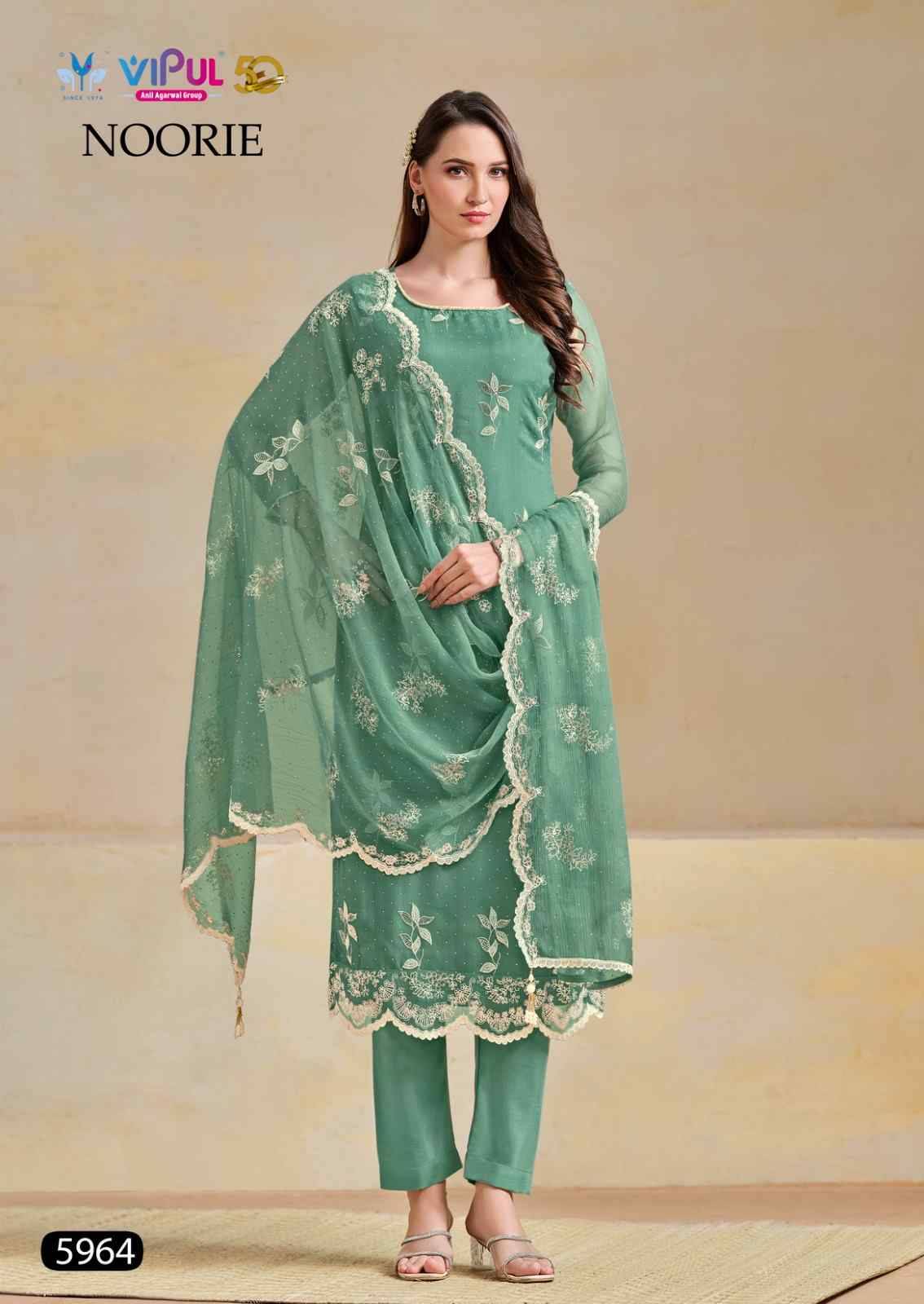 Noorie By Vipul Fashion 5961 To 5966 Series Designer Festive Suits Beautiful Fancy Stylish Colorful Party Wear & Occasional Wear Soft Organza Dresses At Wholesale Price