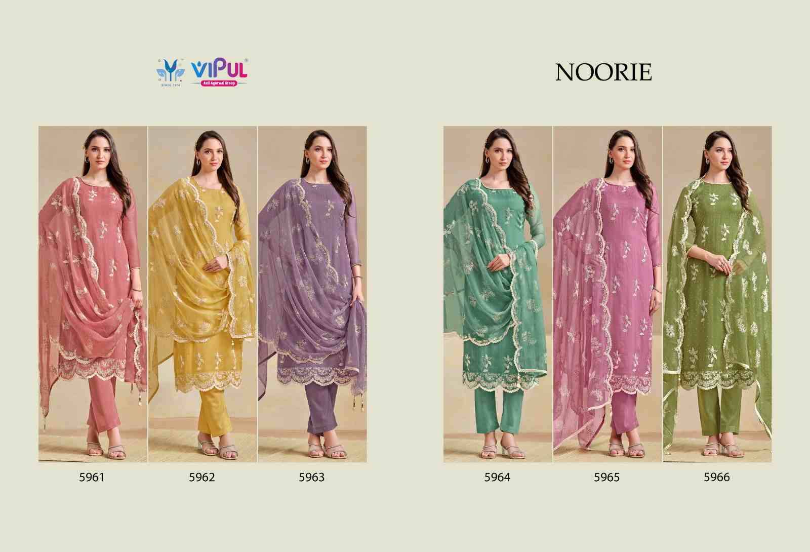 Noorie By Vipul Fashion 5961 To 5966 Series Designer Festive Suits Beautiful Fancy Stylish Colorful Party Wear & Occasional Wear Soft Organza Dresses At Wholesale Price