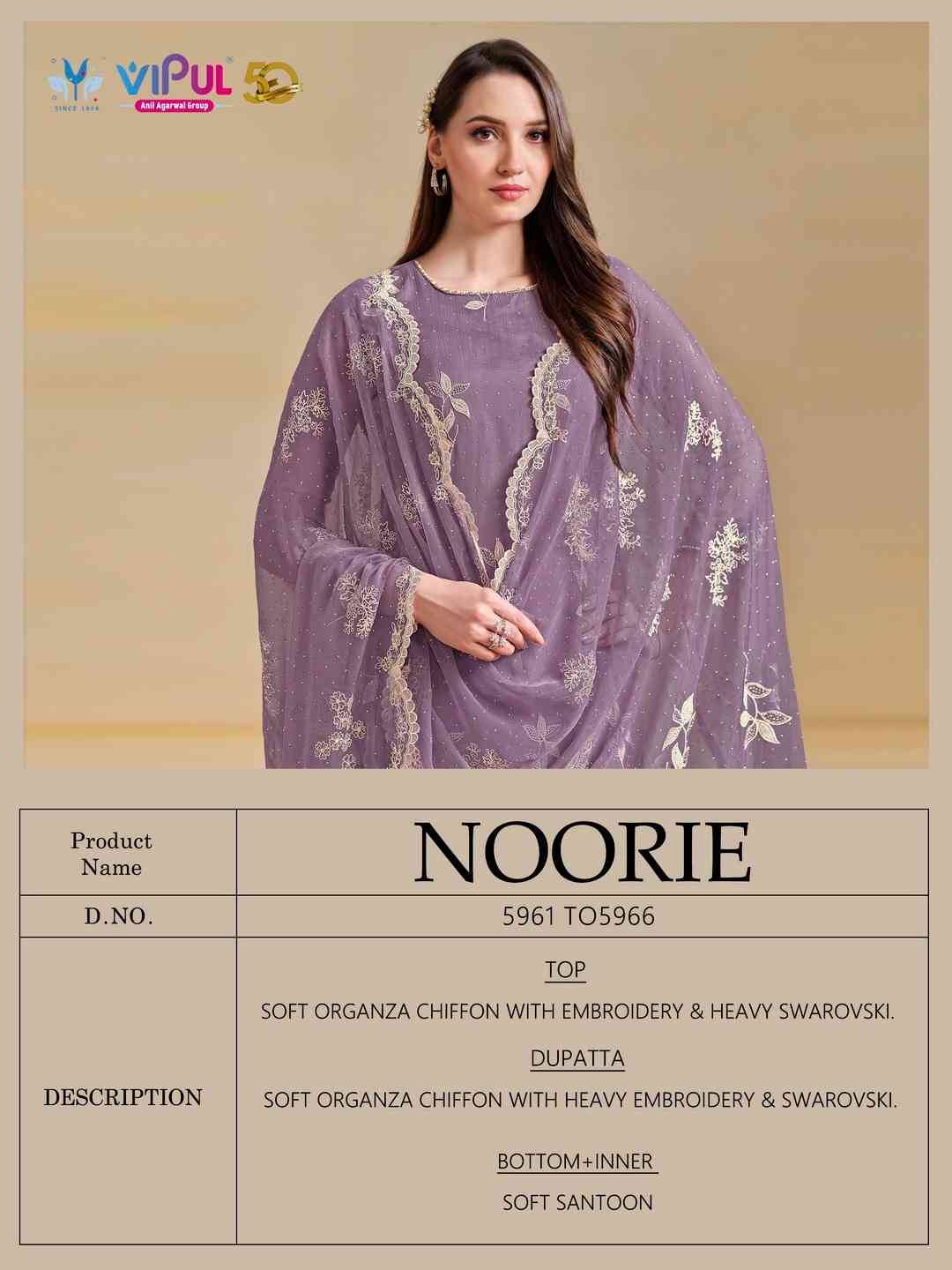 Noorie By Vipul Fashion 5961 To 5966 Series Designer Festive Suits Beautiful Fancy Stylish Colorful Party Wear & Occasional Wear Soft Organza Dresses At Wholesale Price