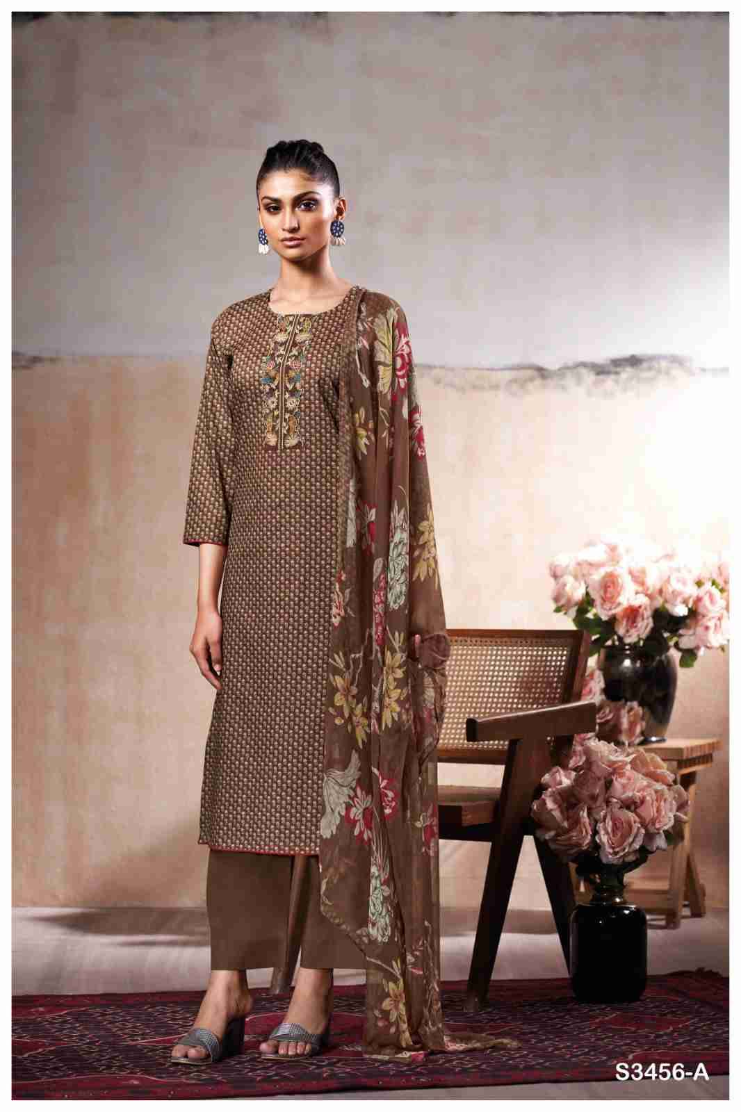 Maheen-3456 By Ganga Fashion 3456-A To 3456-D Series Beautiful Festive Suits Colorful Stylish Fancy Casual Wear & Ethnic Wear Cotton Dresses At Wholesale Price