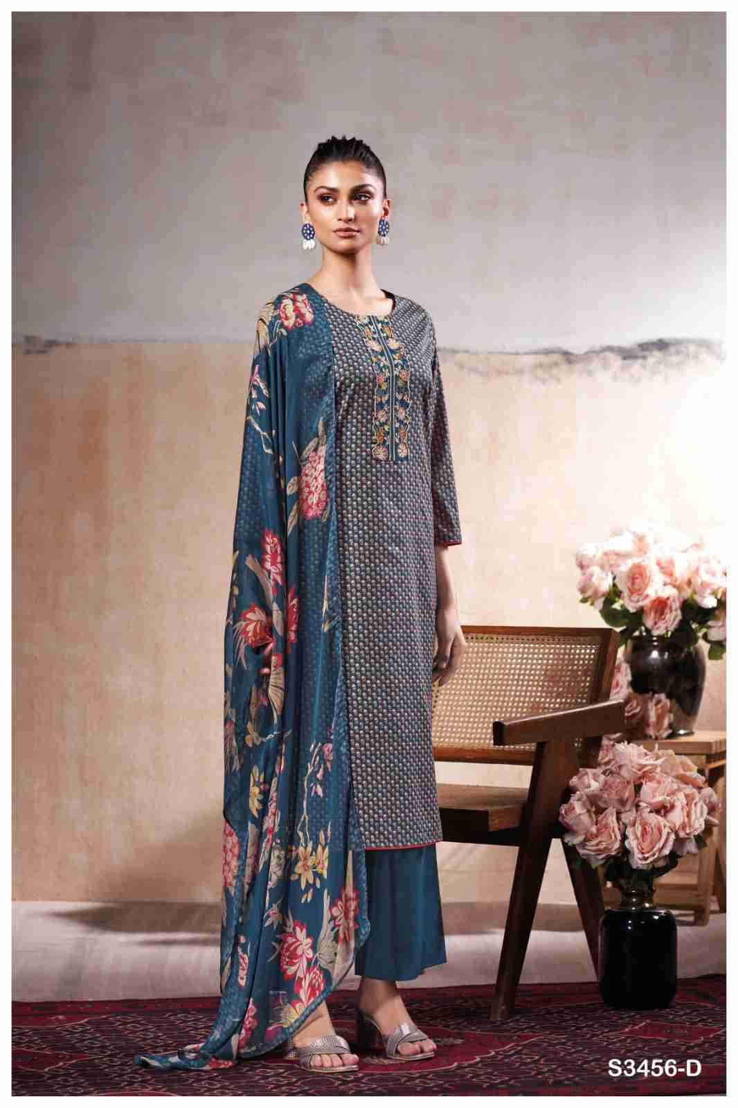 Maheen-3456 By Ganga Fashion 3456-A To 3456-D Series Beautiful Festive Suits Colorful Stylish Fancy Casual Wear & Ethnic Wear Cotton Dresses At Wholesale Price