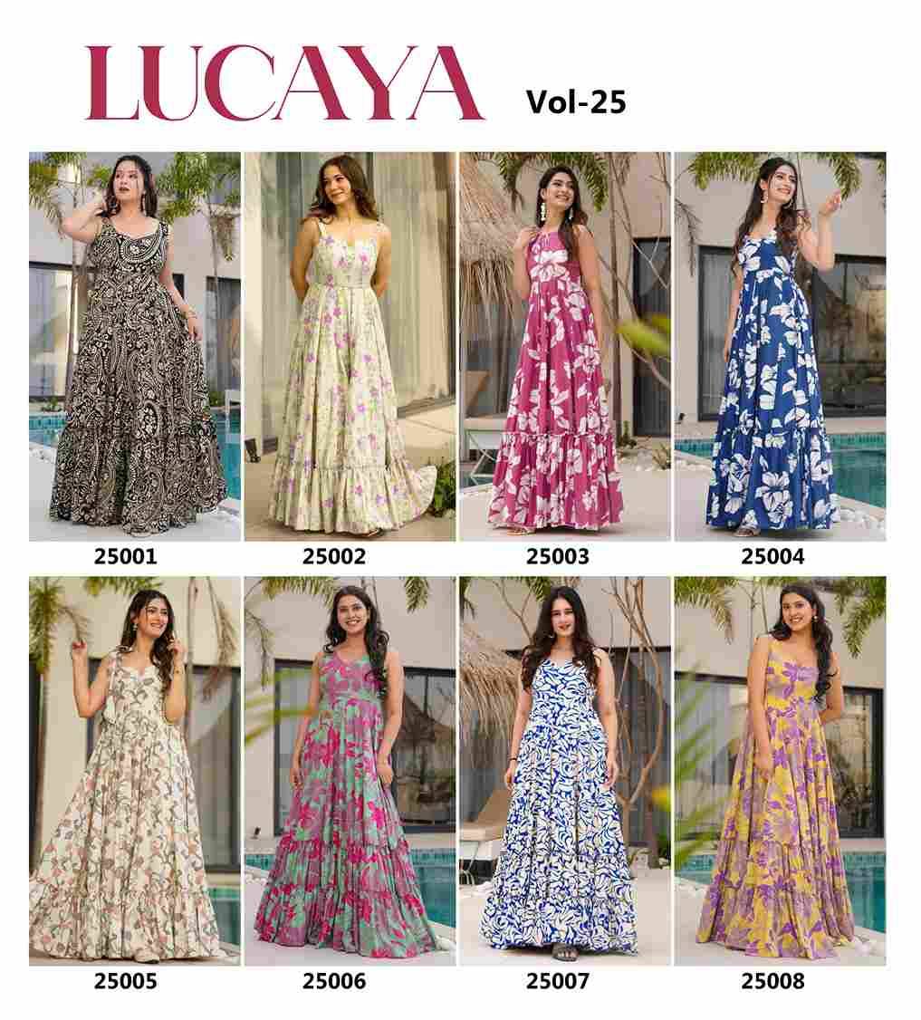 Lucaya Vol-25 By Fashid Wholesale 25001 To 25008 Series Designer Stylish Fancy Colorful Beautiful Party Wear & Ethnic Wear Collection Heavy Rayon Gowns At Wholesale Price