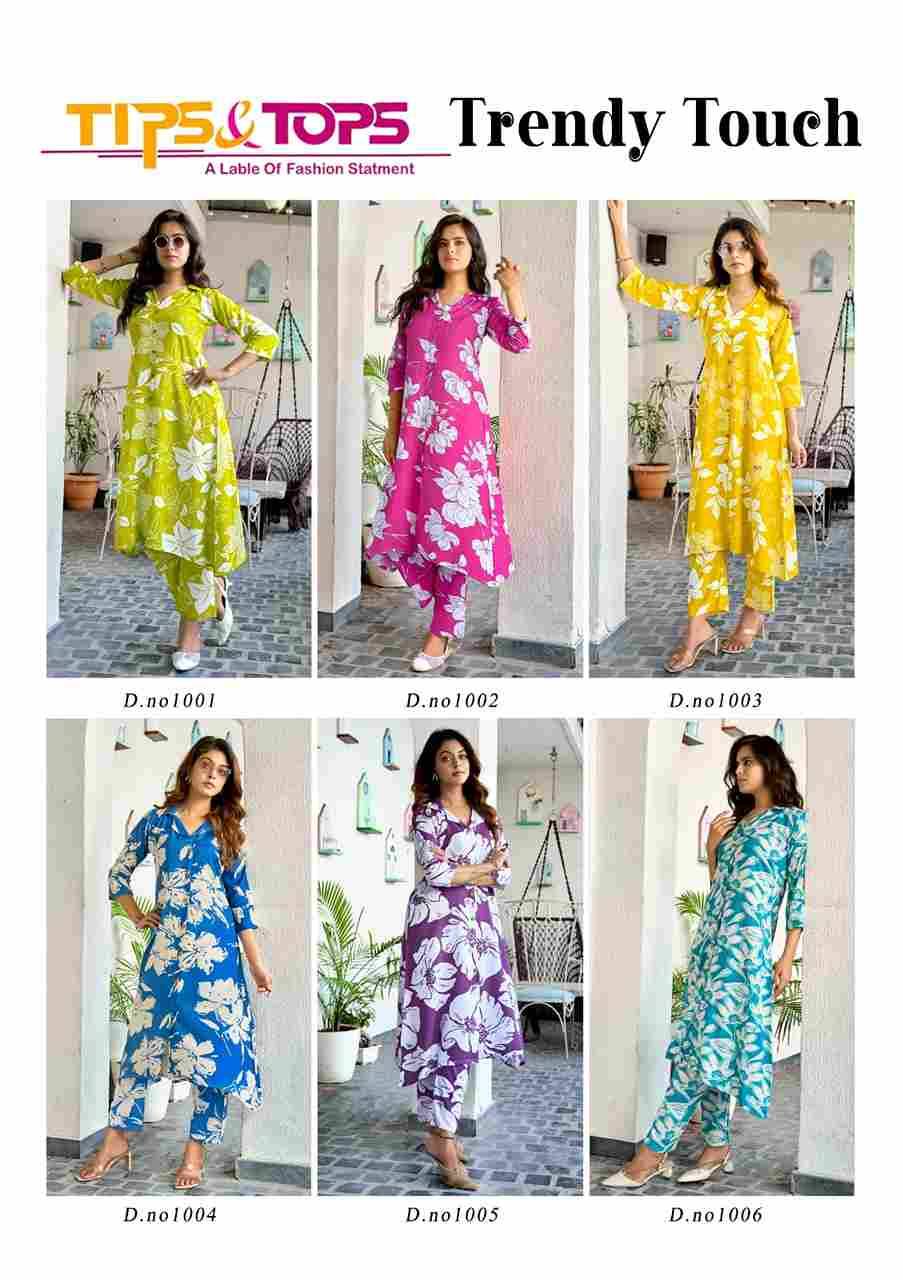 Trendy Touch By Tips And Tops 1001 To 1006 Series Designer Stylish Fancy Colorful Beautiful Party Wear & Ethnic Wear Collection Rayon Co-Ord At Wholesale Price