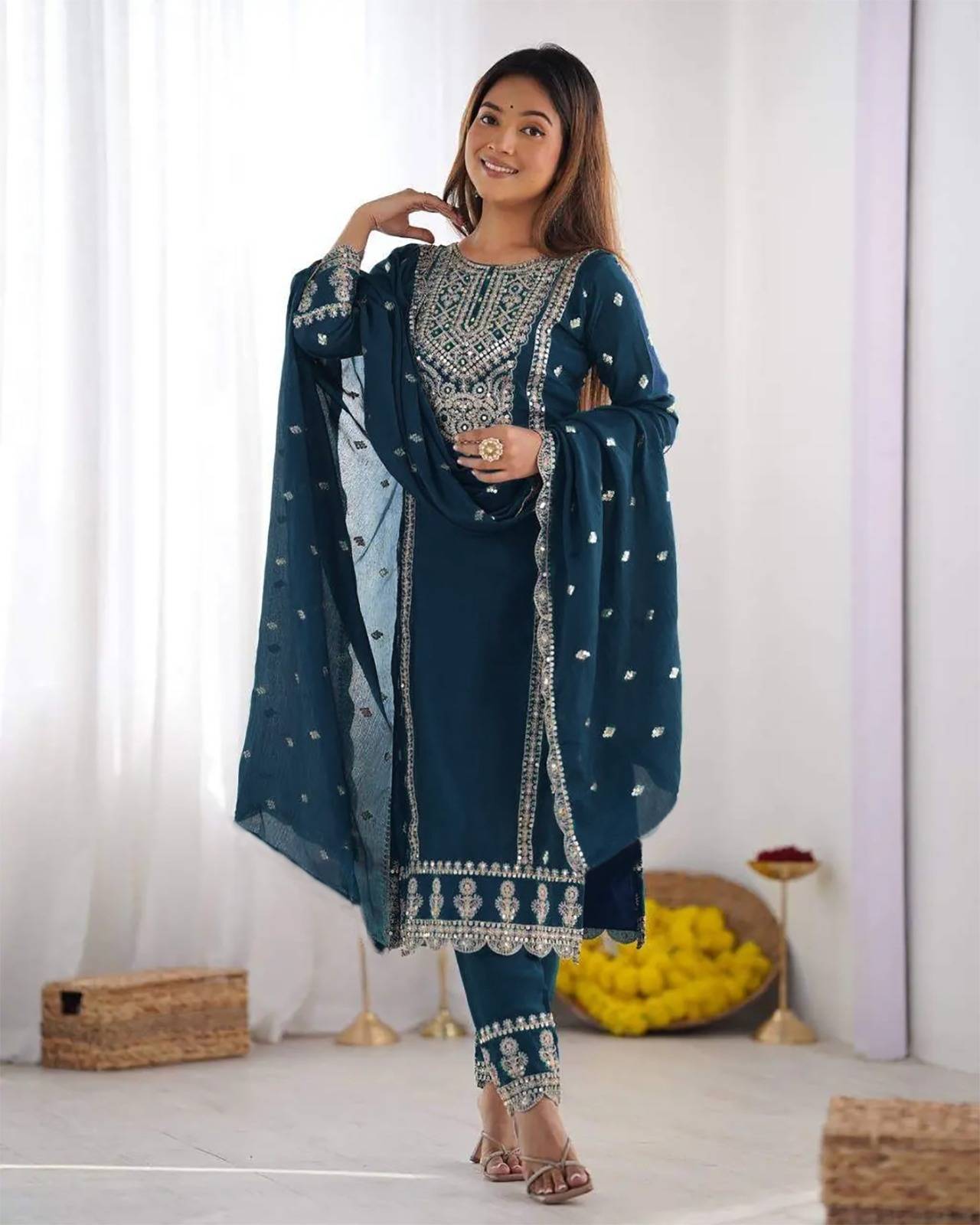 Df-01 By Fashid Wholesale Designer Suits Collection Beautiful Stylish Fancy Colorful Party Wear & Occasional Wear Vichitra Silk Dresses At Wholesale Price
