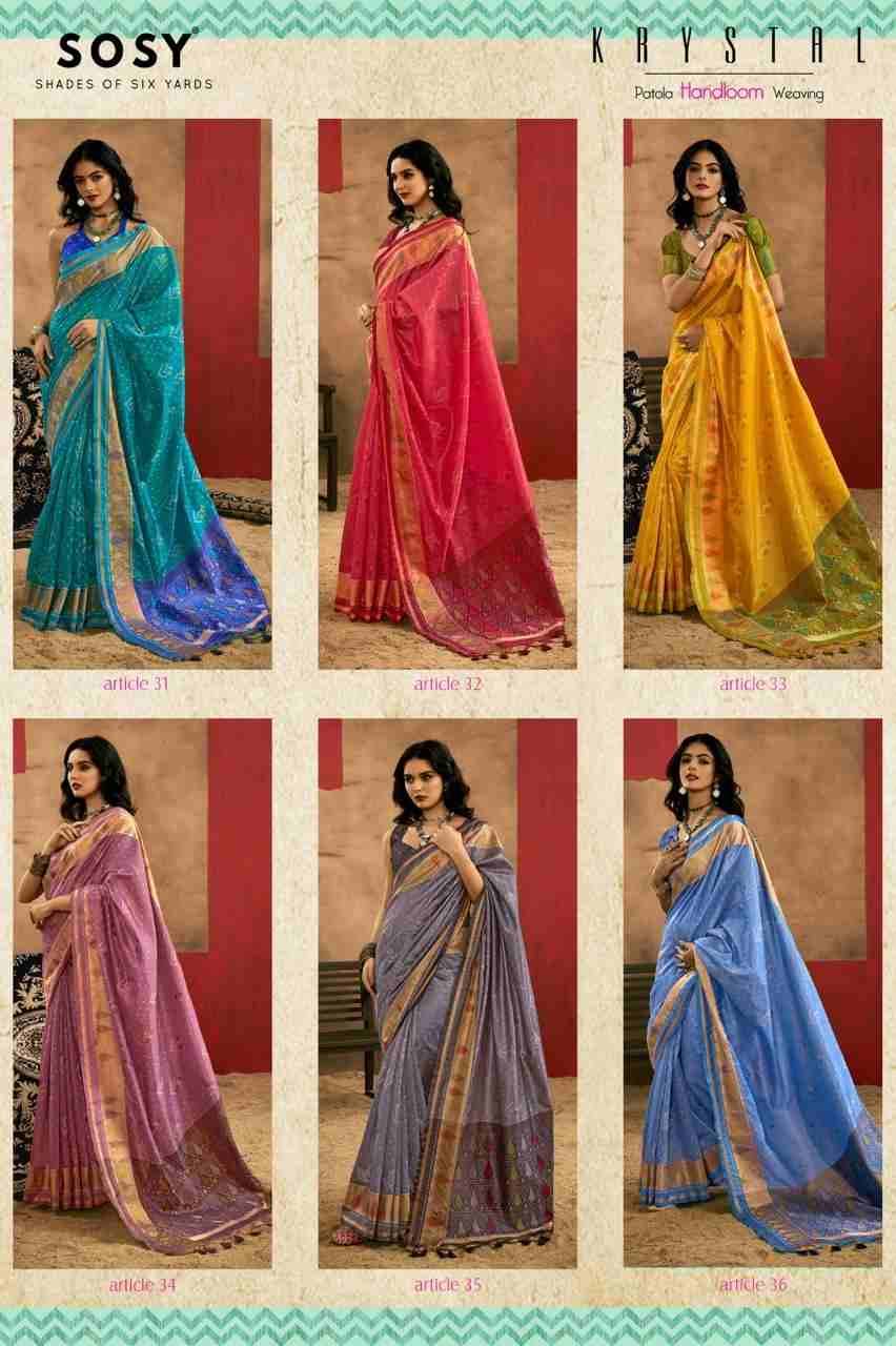 Krystal By Sosy 31 To 36 Series Indian Traditional Wear Collection Beautiful Stylish Fancy Colorful Party Wear & Occasional Wear Patola Handloom Sarees At Wholesale Price
