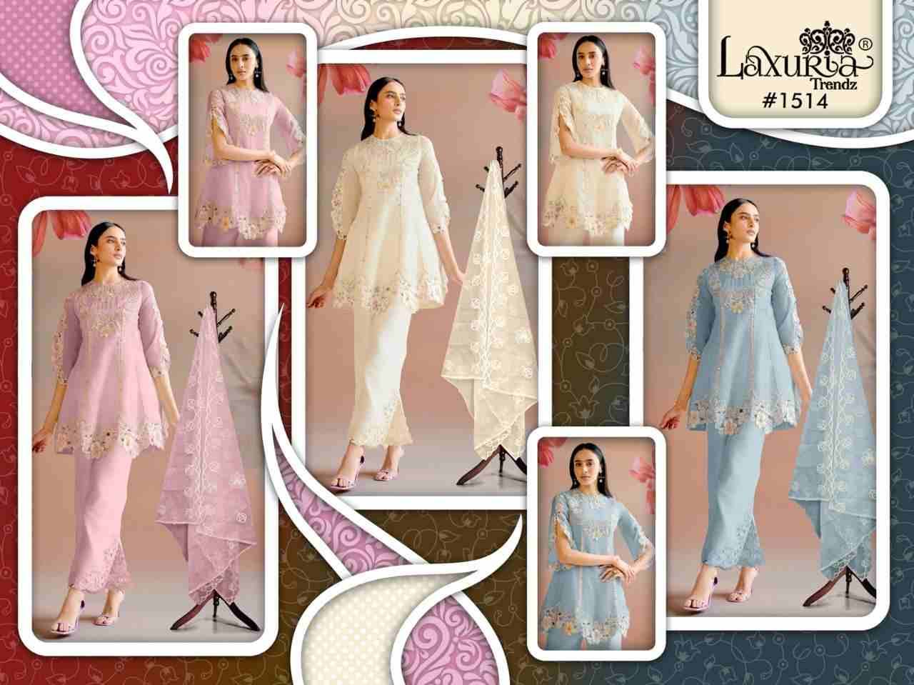 Luxuria Trendz 1514 Colours By Luxuria 1514-A To 1514-C Series Beautiful Pakistani Suits Colorful Stylish Fancy Casual Wear & Ethnic Wear Vichitra Dresses At Wholesale Price
