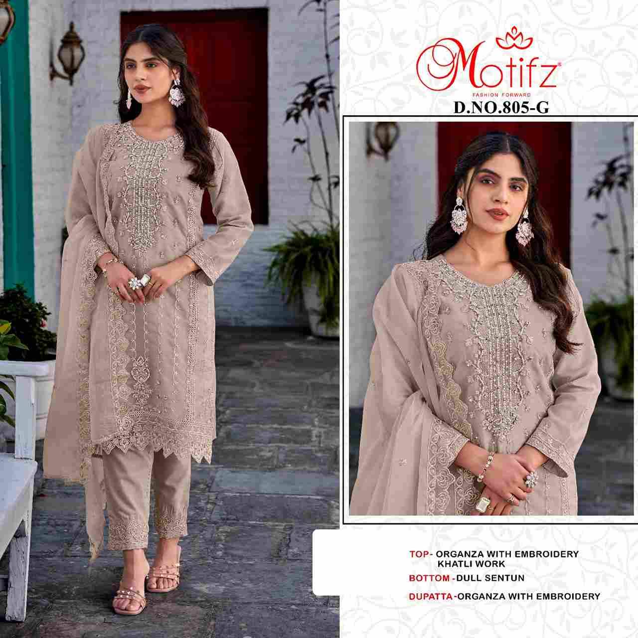 Motifz Hit Design 805 Colours Vol-2 By Motifz 805-E To 805-H Series Beautiful Pakistani Suits Colorful Stylish Fancy Casual Wear & Ethnic Wear Organza Dresses At Wholesale Price