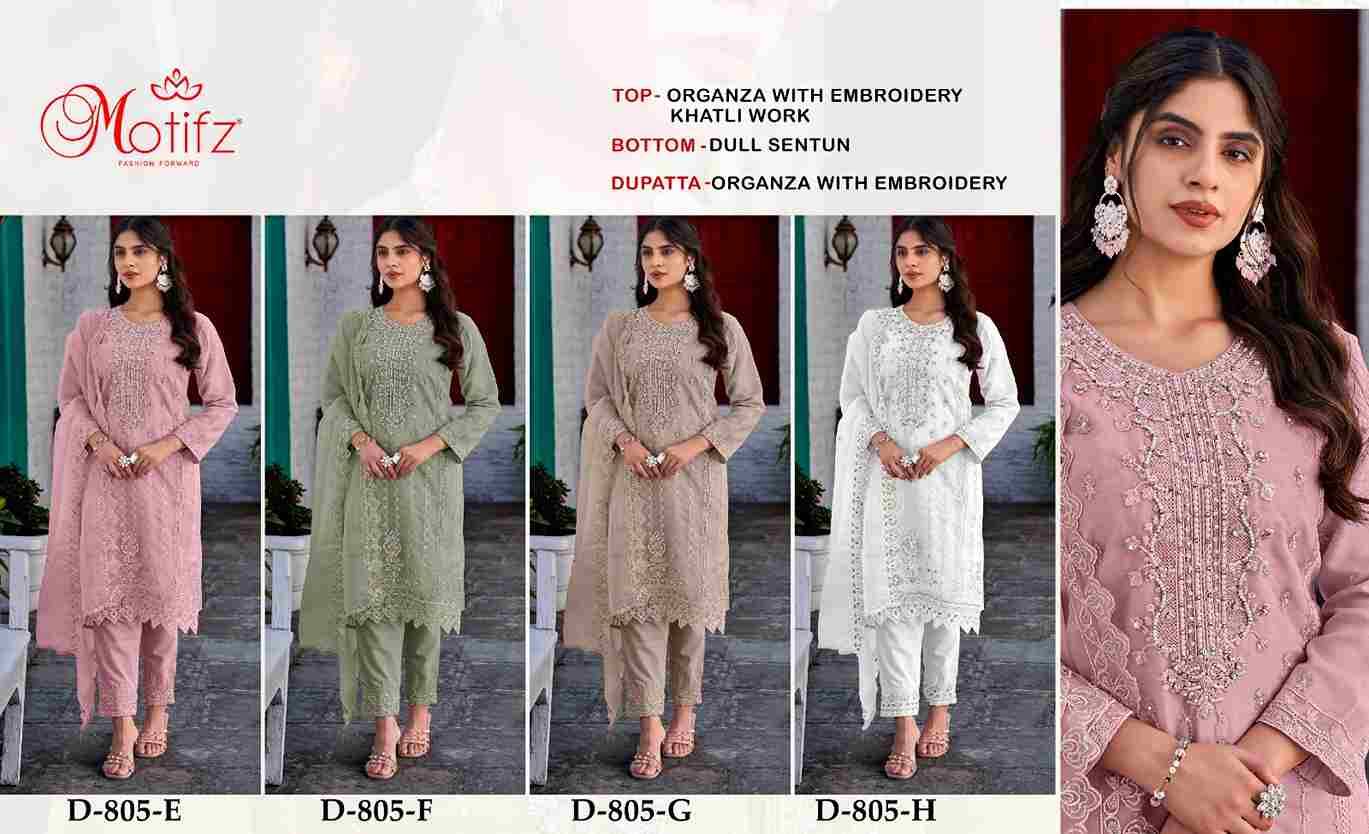 Motifz Hit Design 805 Colours Vol-2 By Motifz 805-E To 805-H Series Beautiful Pakistani Suits Colorful Stylish Fancy Casual Wear & Ethnic Wear Organza Dresses At Wholesale Price