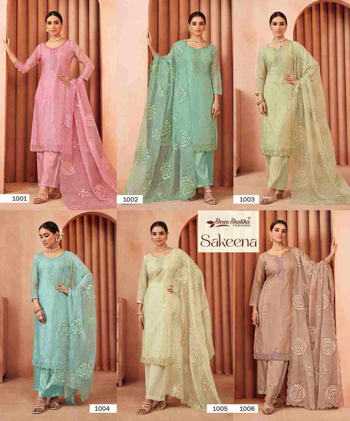 Sakeena By Shree Shalika Fashion 1001 To 1006 Series Beautiful Festive Suits Colorful Stylish Fancy Casual Wear & Ethnic Wear Soft Organza Dresses At Wholesale Price