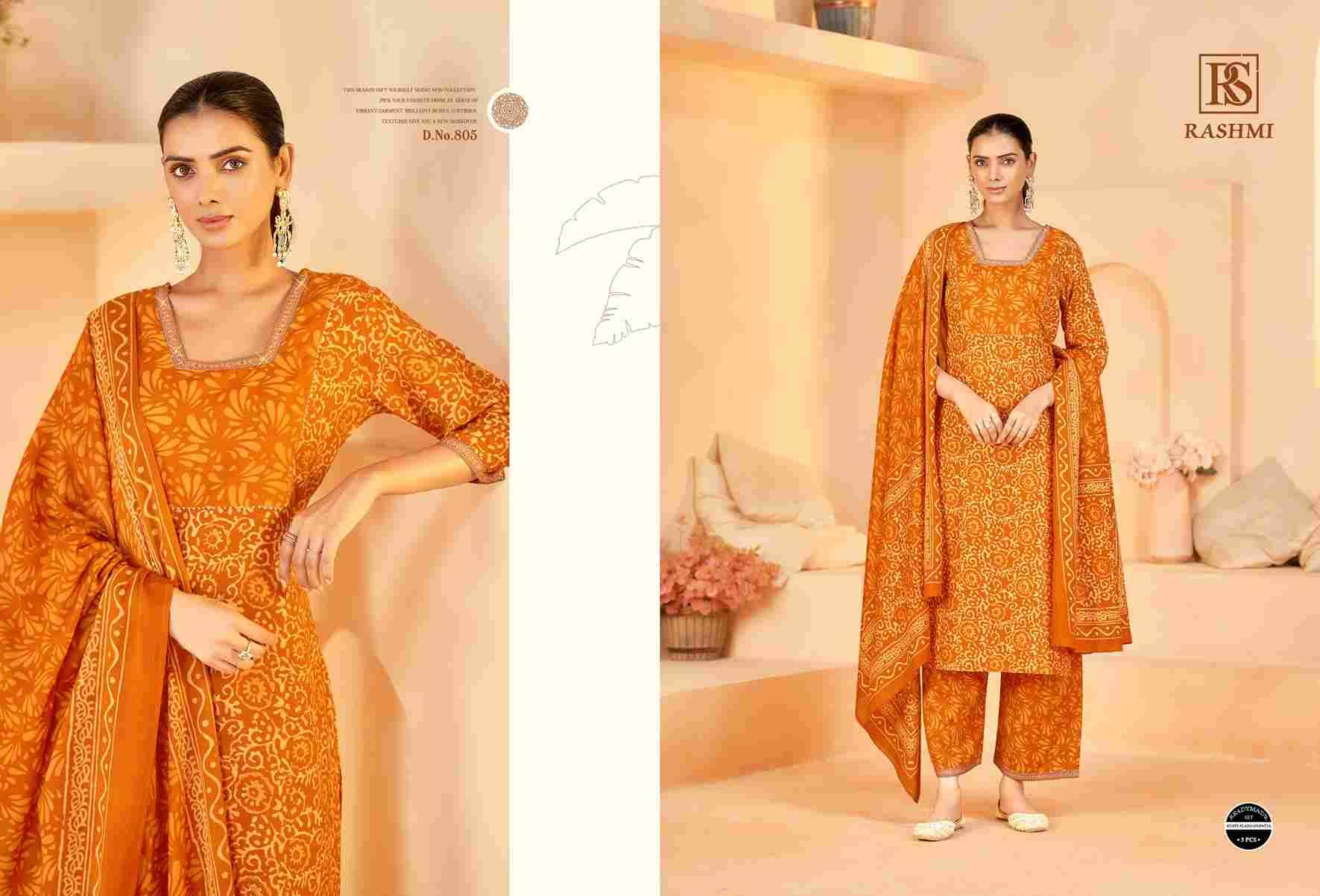 Rashmi By Rangi Sangi 801 To 806 Series Beautiful Festive Suits Stylish Fancy Colorful Casual Wear & Ethnic Wear Pure Cotton Dresses At Wholesale Price