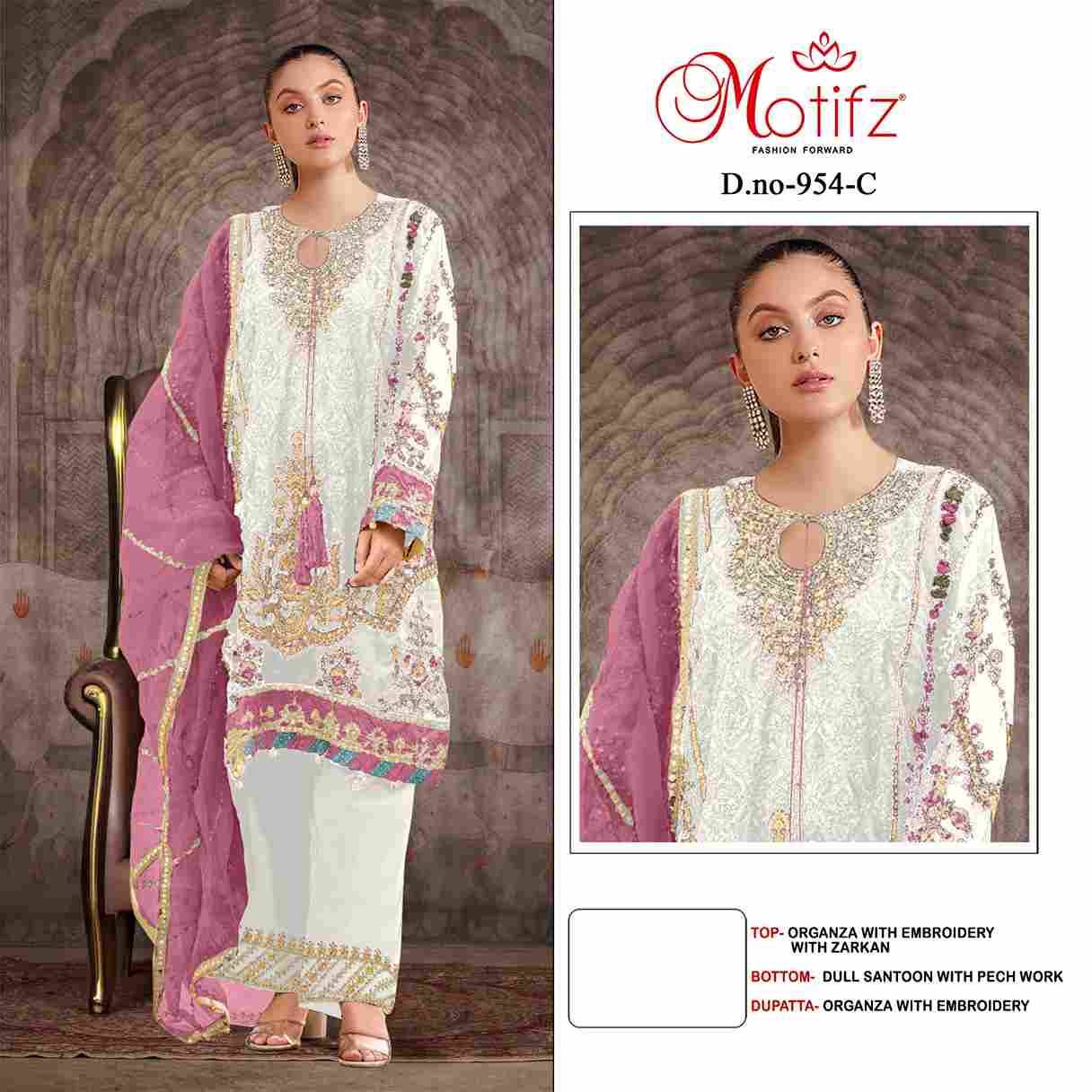 Motifz Hit Design 954 Colours By Motifz 954-A To 954-D Series Beautiful Pakistani Suits Colorful Stylish Fancy Casual Wear & Ethnic Wear Organza Dresses At Wholesale Price