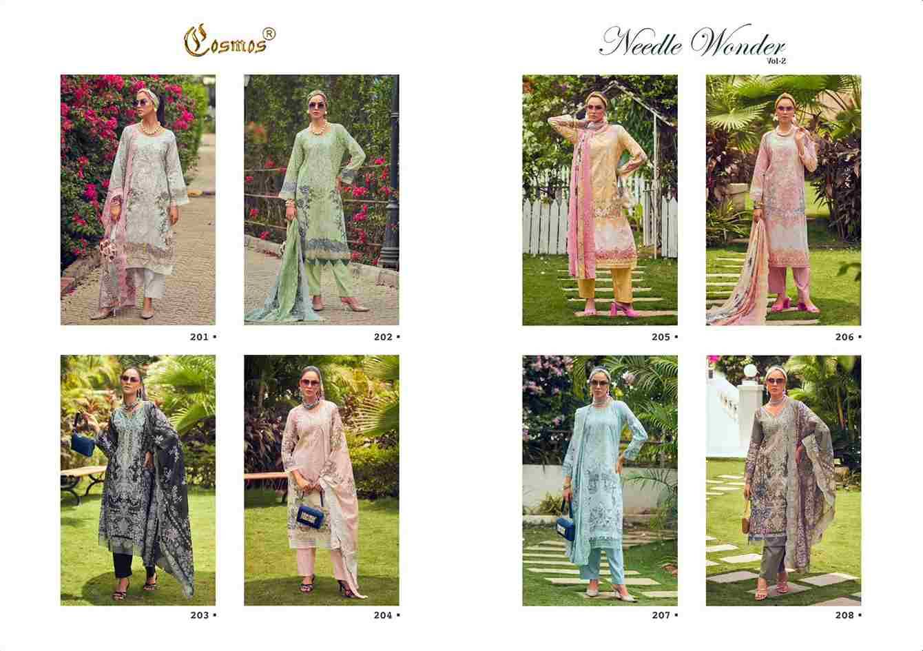 Needle Wonder Vol-2 By Cosmos 201 To 208 Series Beautiful Pakistani Suits Colorful Stylish Fancy Casual Wear & Ethnic Wear Lawn Cotton Embroidered Dresses At Wholesale Price