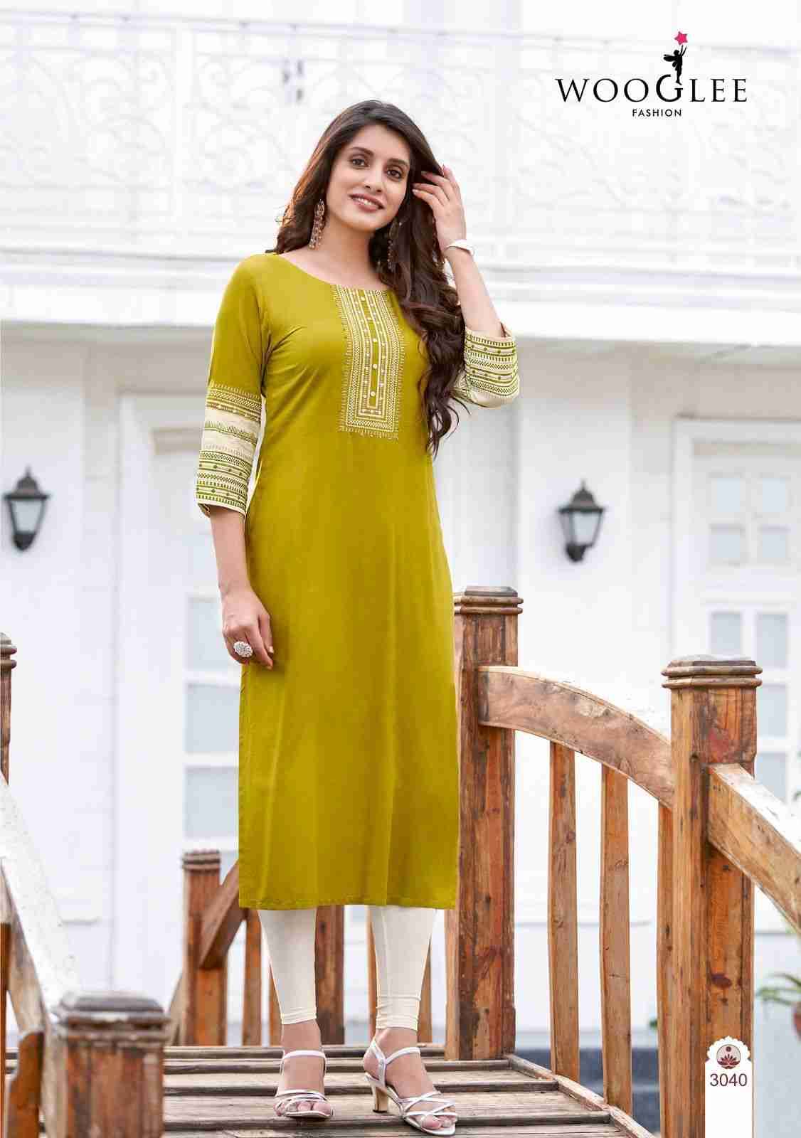 Salonee Vol-8 By Wooglee 3037 To 3042 Series Designer Stylish Fancy Colorful Beautiful Party Wear & Ethnic Wear Collection Rayon With Work Kurtis At Wholesale Price