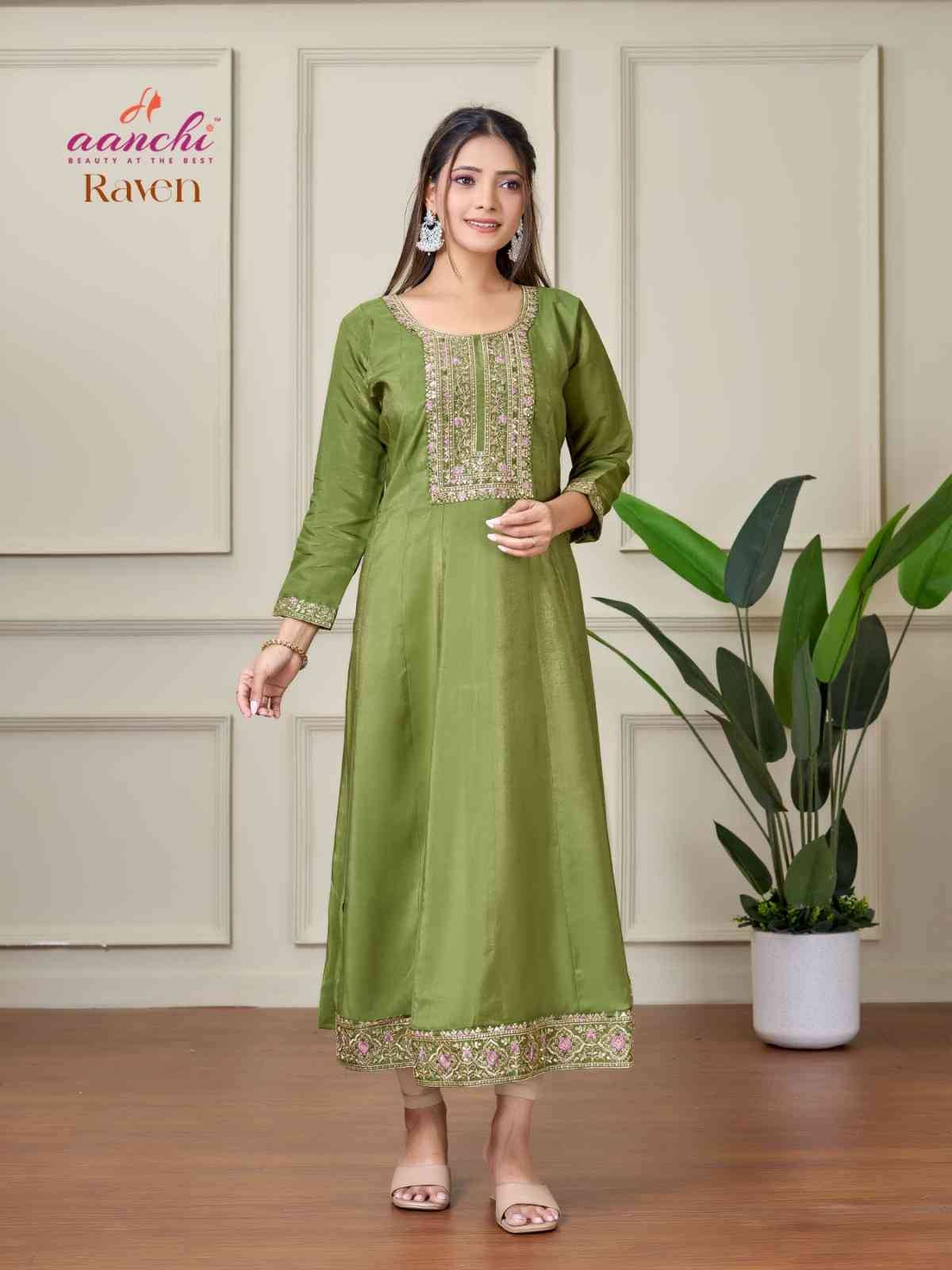 Raven By Aanchi 1001 To 1004 Series Designer Stylish Fancy Colorful Beautiful Party Wear & Ethnic Wear Collection Roman Shimmer Kurtis At Wholesale Price