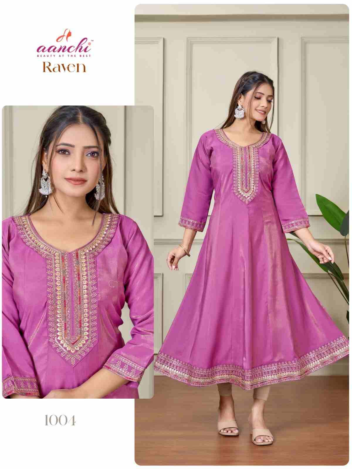 Raven By Aanchi 1001 To 1004 Series Designer Stylish Fancy Colorful Beautiful Party Wear & Ethnic Wear Collection Roman Shimmer Kurtis At Wholesale Price