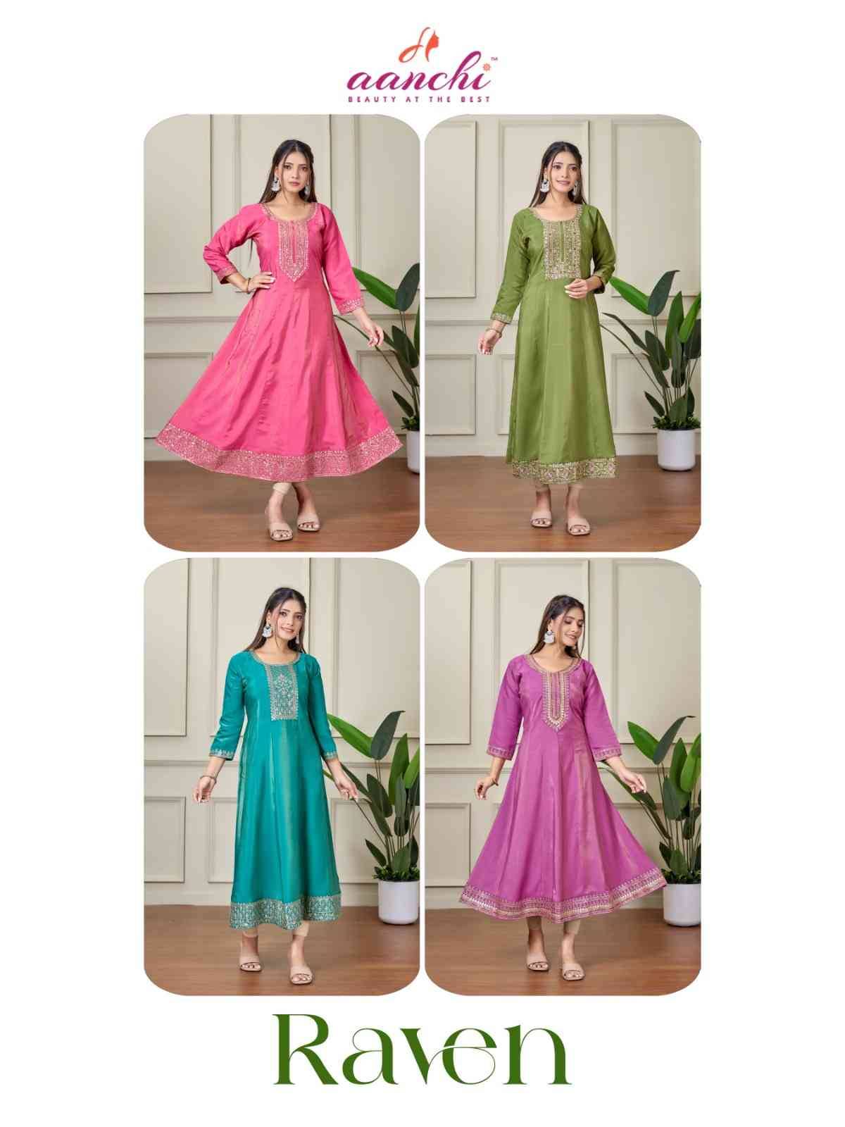 Raven By Aanchi 1001 To 1004 Series Designer Stylish Fancy Colorful Beautiful Party Wear & Ethnic Wear Collection Roman Shimmer Kurtis At Wholesale Price