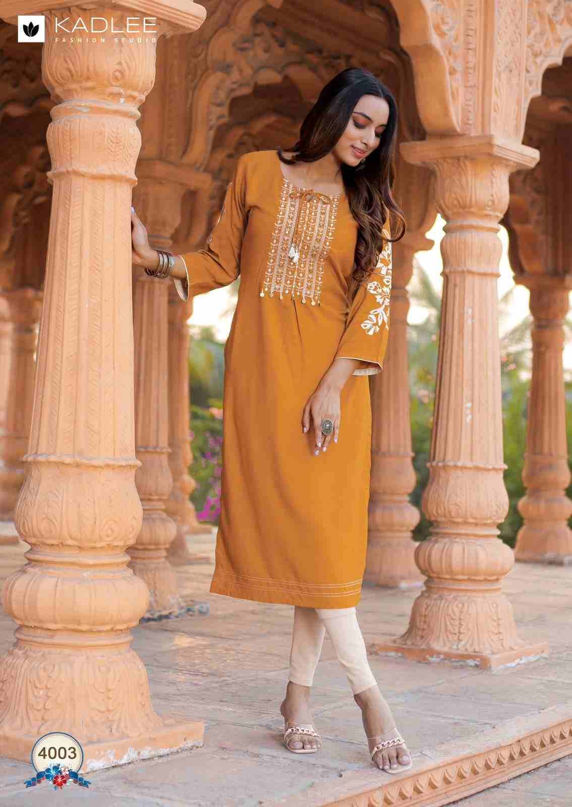 Ladlee By Kadlee 4001 To 4006 Series Designer Stylish Fancy Colorful Beautiful Party Wear & Ethnic Wear Collection Heavy Rayon Kurtis At Wholesale Price