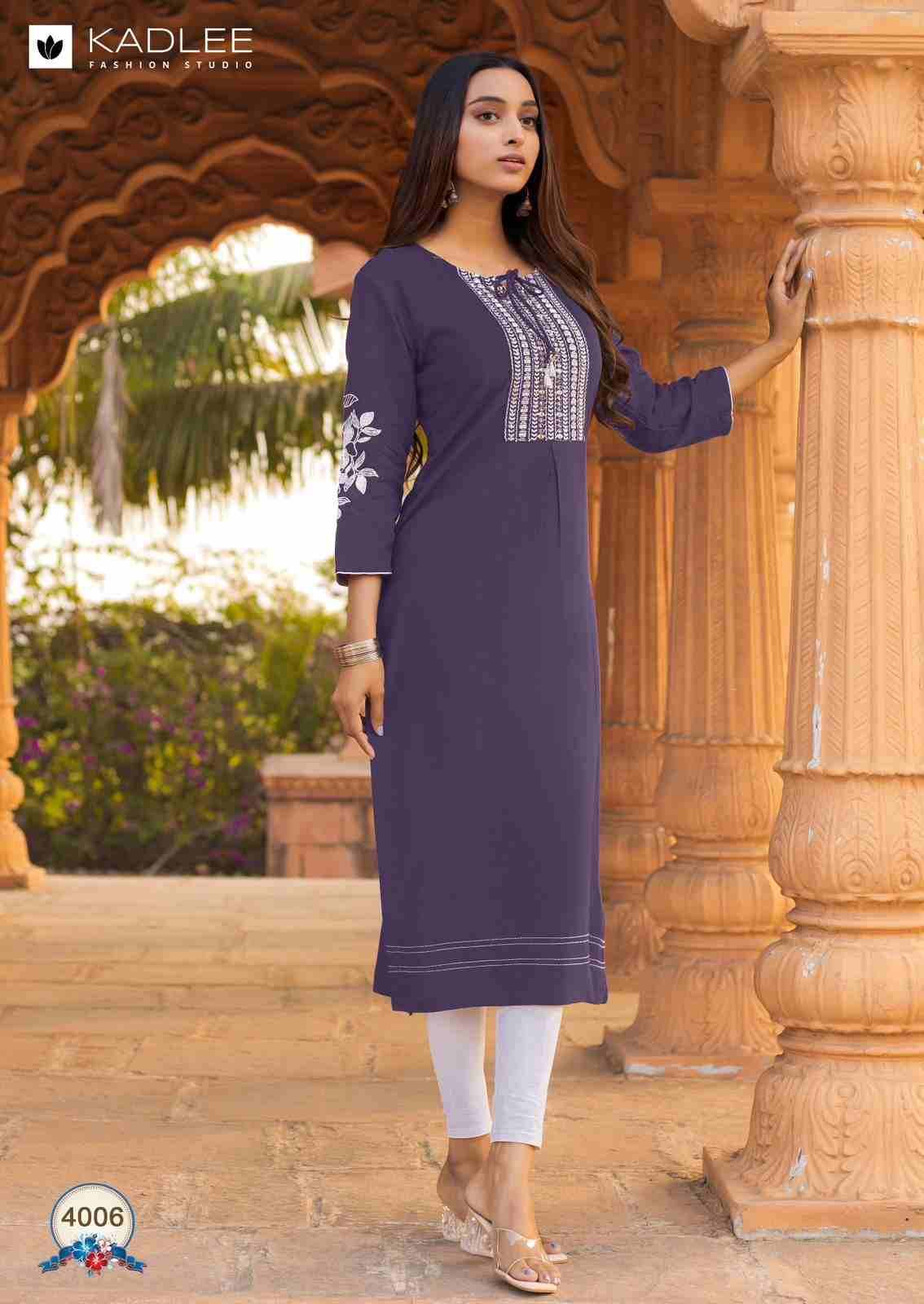 Ladlee By Kadlee 4001 To 4006 Series Designer Stylish Fancy Colorful Beautiful Party Wear & Ethnic Wear Collection Heavy Rayon Kurtis At Wholesale Price