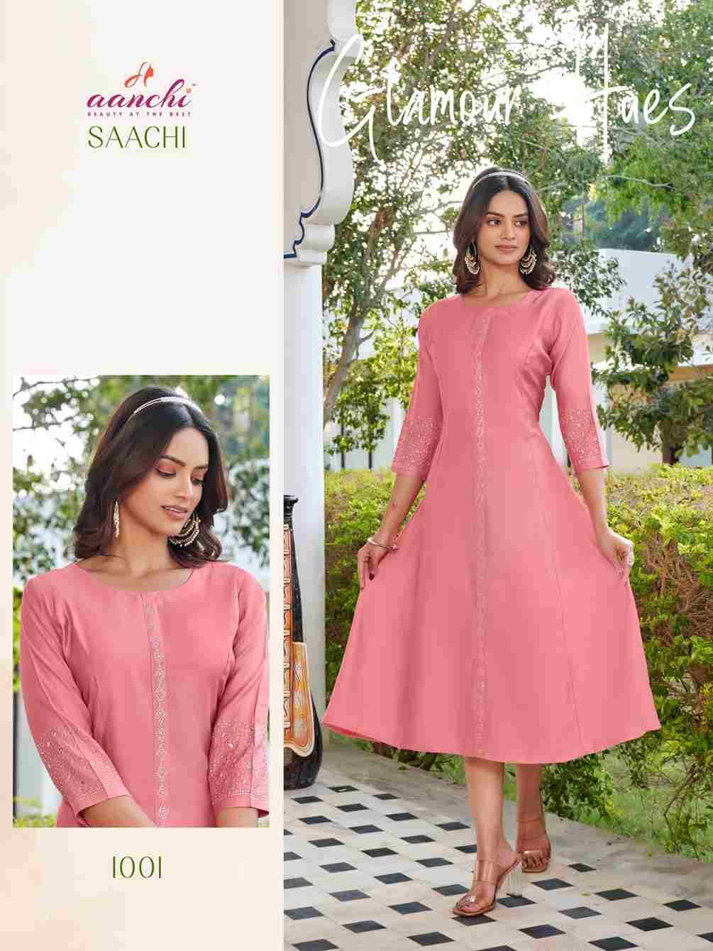 Saachi By Aanchi 1001 To 1005 Series Designer Stylish Fancy Colorful Beautiful Party Wear & Ethnic Wear Collection Fancy Kurtis At Wholesale Price