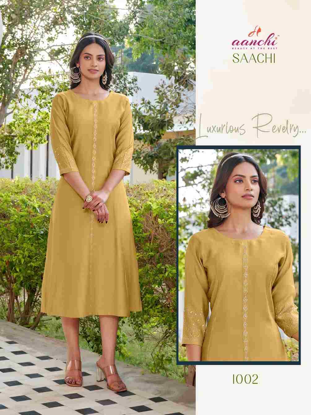 Saachi By Aanchi 1001 To 1005 Series Designer Stylish Fancy Colorful Beautiful Party Wear & Ethnic Wear Collection Fancy Kurtis At Wholesale Price