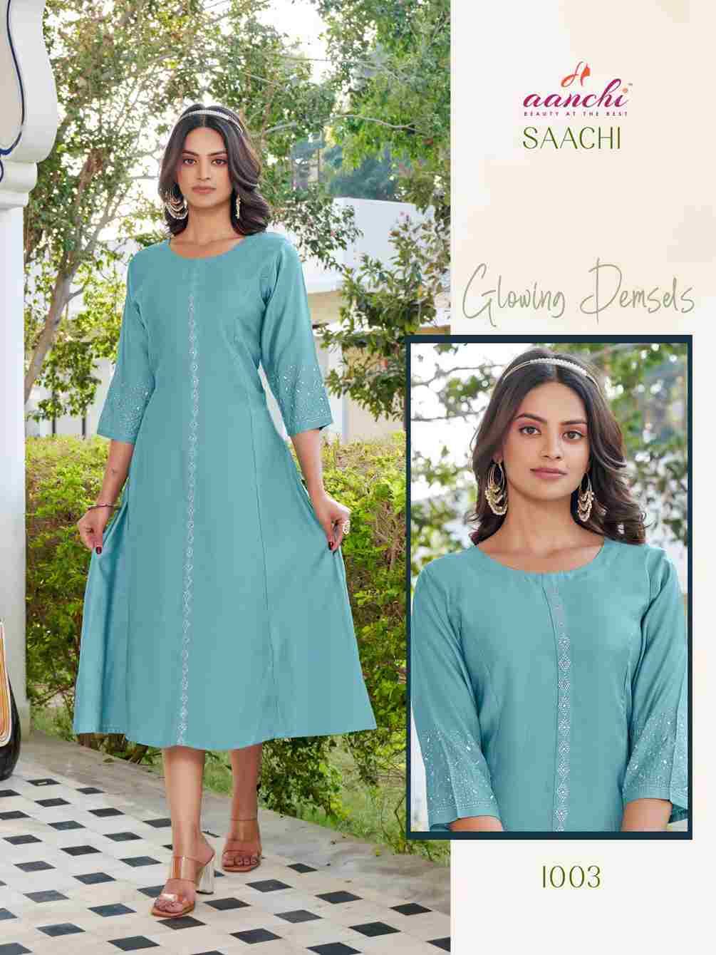 Saachi By Aanchi 1001 To 1005 Series Designer Stylish Fancy Colorful Beautiful Party Wear & Ethnic Wear Collection Fancy Kurtis At Wholesale Price