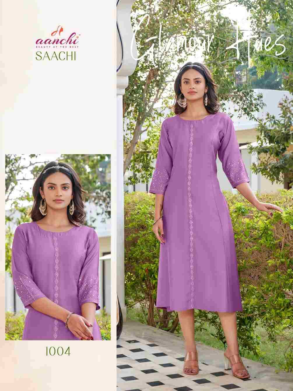 Saachi By Aanchi 1001 To 1005 Series Designer Stylish Fancy Colorful Beautiful Party Wear & Ethnic Wear Collection Fancy Kurtis At Wholesale Price
