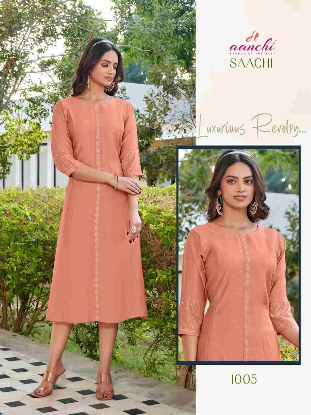 Saachi By Aanchi 1001 To 1005 Series Designer Stylish Fancy Colorful Beautiful Party Wear & Ethnic Wear Collection Fancy Kurtis At Wholesale Price