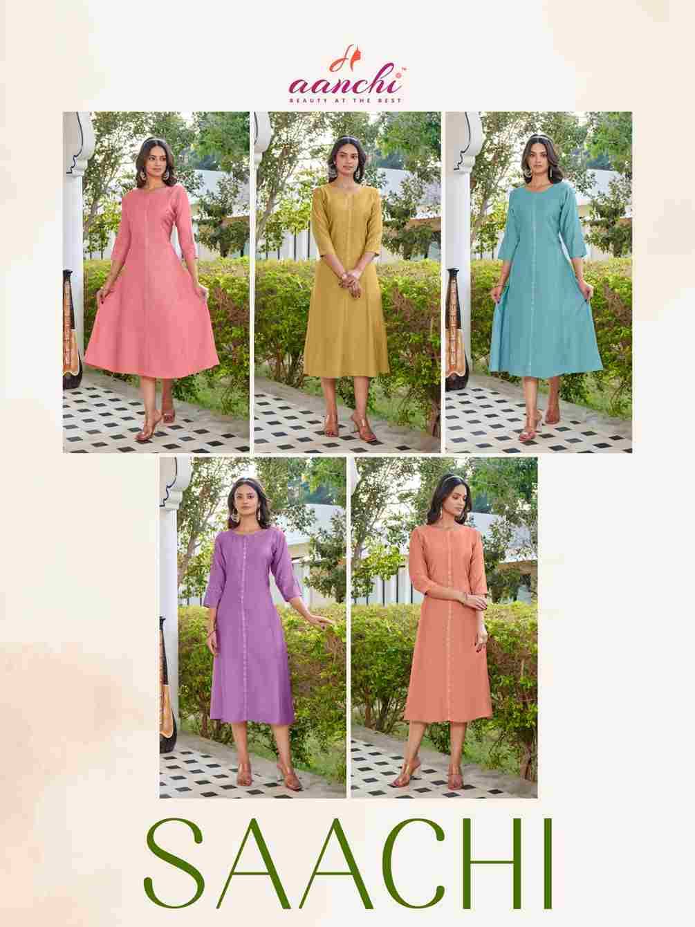 Saachi By Aanchi 1001 To 1005 Series Designer Stylish Fancy Colorful Beautiful Party Wear & Ethnic Wear Collection Fancy Kurtis At Wholesale Price
