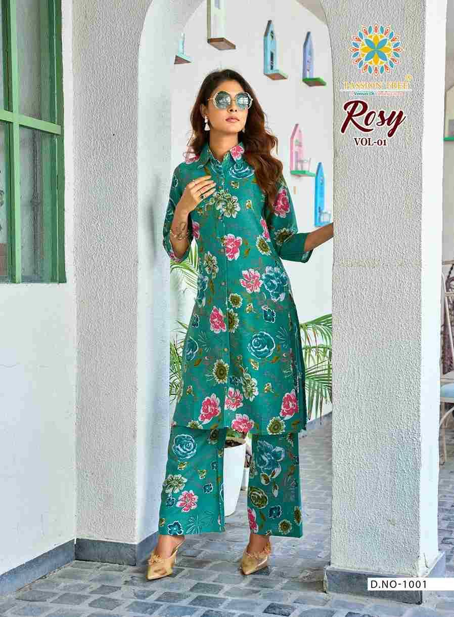 Rosy Vol-1 By Passion Tree 1001 To 1008 Series Designer Stylish Fancy Colorful Beautiful Party Wear & Ethnic Wear Collection Rayon Co-Ord At Wholesale Price