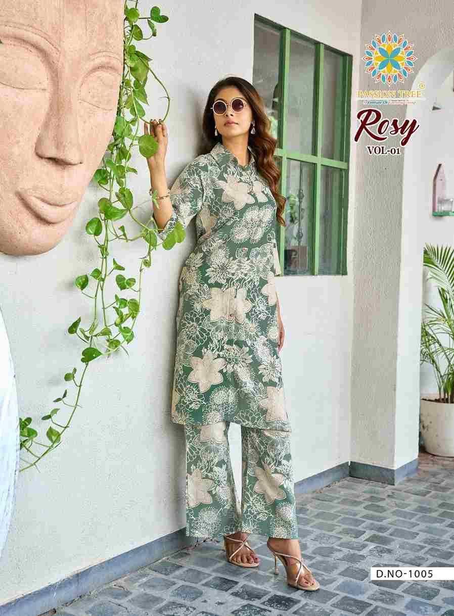 Rosy Vol-1 By Passion Tree 1001 To 1008 Series Designer Stylish Fancy Colorful Beautiful Party Wear & Ethnic Wear Collection Rayon Co-Ord At Wholesale Price