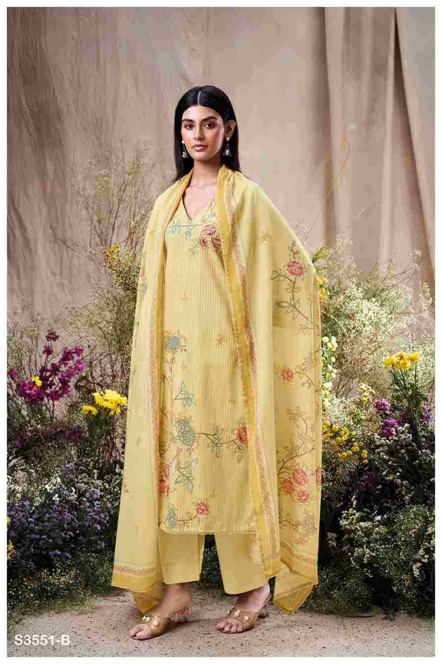 Calina-3551 By Ganga Fashion 3551-A To 3551-D Series Beautiful Festive Suits Colorful Stylish Fancy Casual Wear & Ethnic Wear Mal Cotton Dresses At Wholesale Price