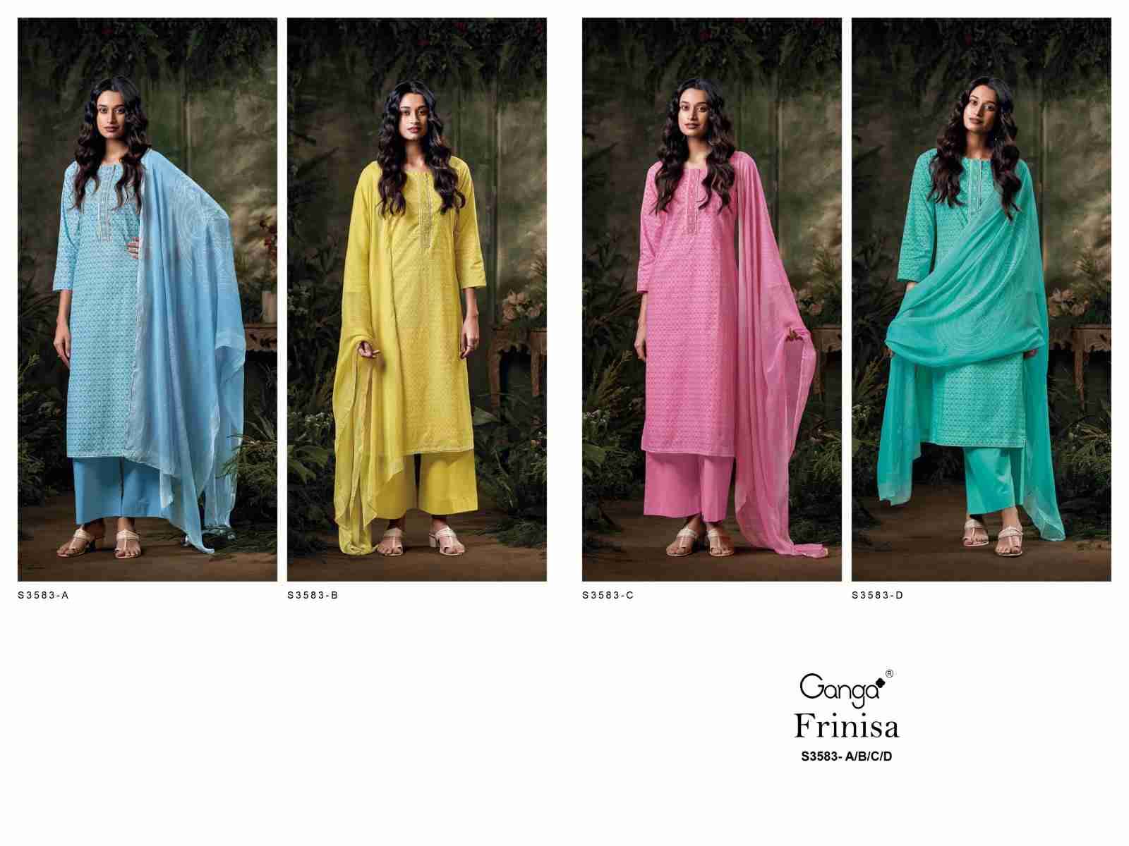 Frinisa-3583 By Ganga Fashion 3583-A To 3583-D Series Beautiful Festive Suits Colorful Stylish Fancy Casual Wear & Ethnic Wear Cotton Dresses At Wholesale Price