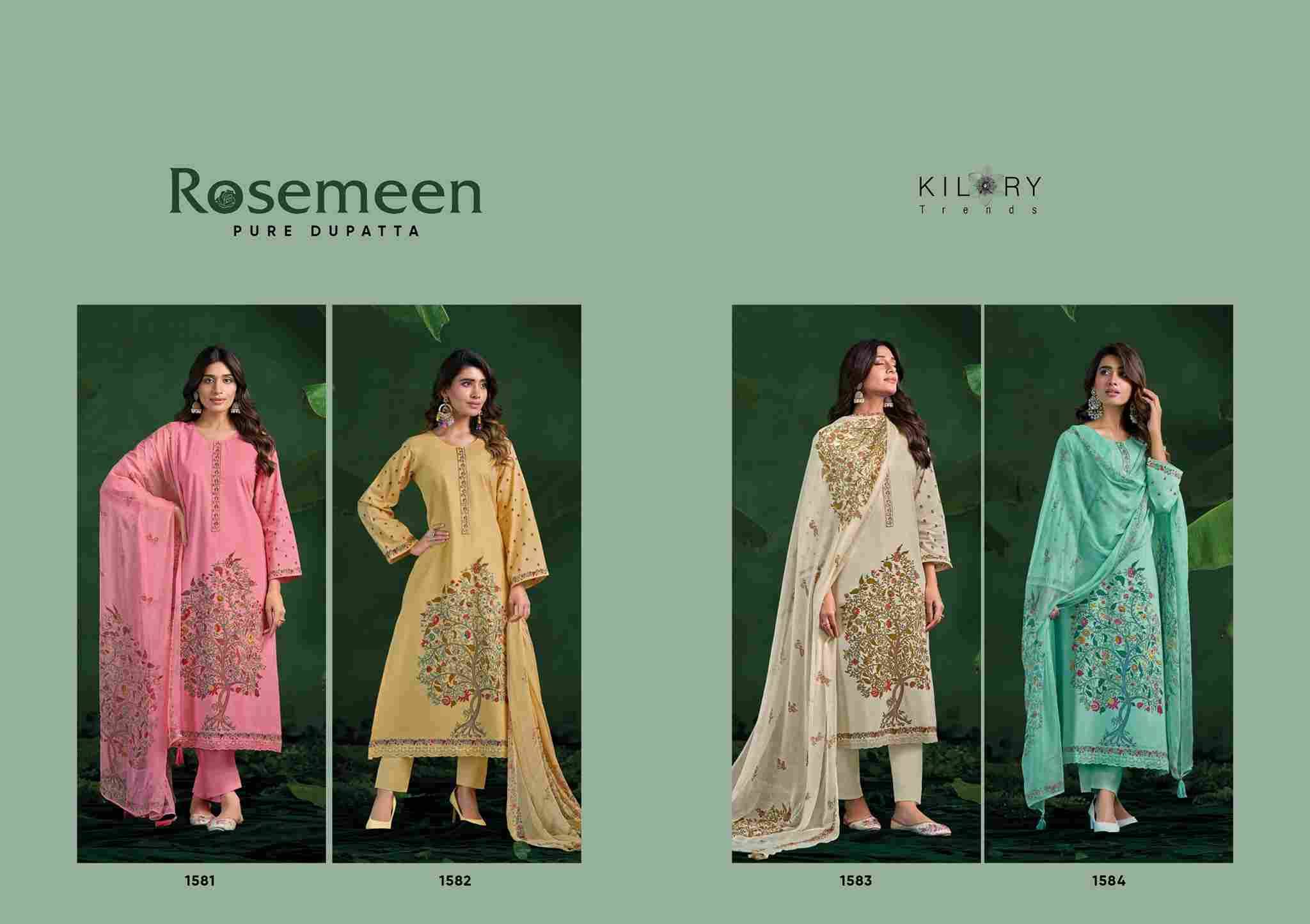 Rosemeen By Kilory 1581 To 1584 Series Beautiful Festive Suits Colorful Stylish Fancy Casual Wear & Ethnic Wear Pure Lawn Cotton Dresses At Wholesale Price