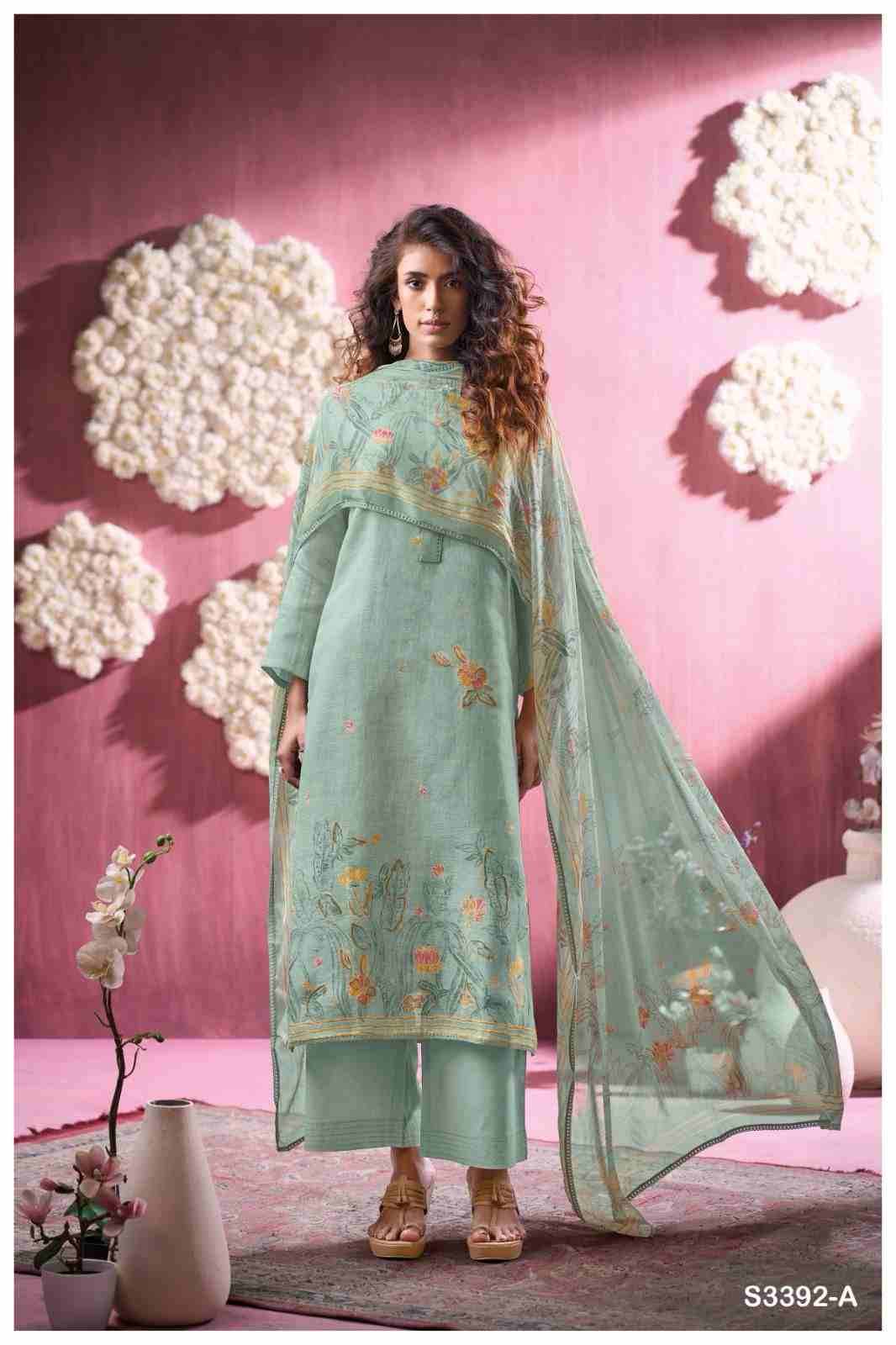 Florissa-3392 By Ganga Fashion 3392-A To 3392-D Series Beautiful Festive Suits Colorful Stylish Fancy Casual Wear & Ethnic Wear Pure Linen Dresses At Wholesale Price