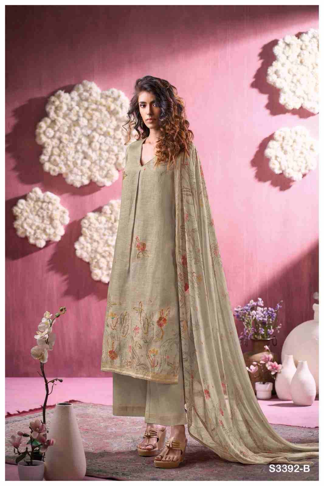 Florissa-3392 By Ganga Fashion 3392-A To 3392-D Series Beautiful Festive Suits Colorful Stylish Fancy Casual Wear & Ethnic Wear Pure Linen Dresses At Wholesale Price