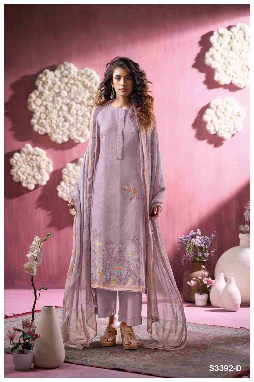 Florissa-3392 By Ganga Fashion 3392-A To 3392-D Series Beautiful Festive Suits Colorful Stylish Fancy Casual Wear & Ethnic Wear Pure Linen Dresses At Wholesale Price