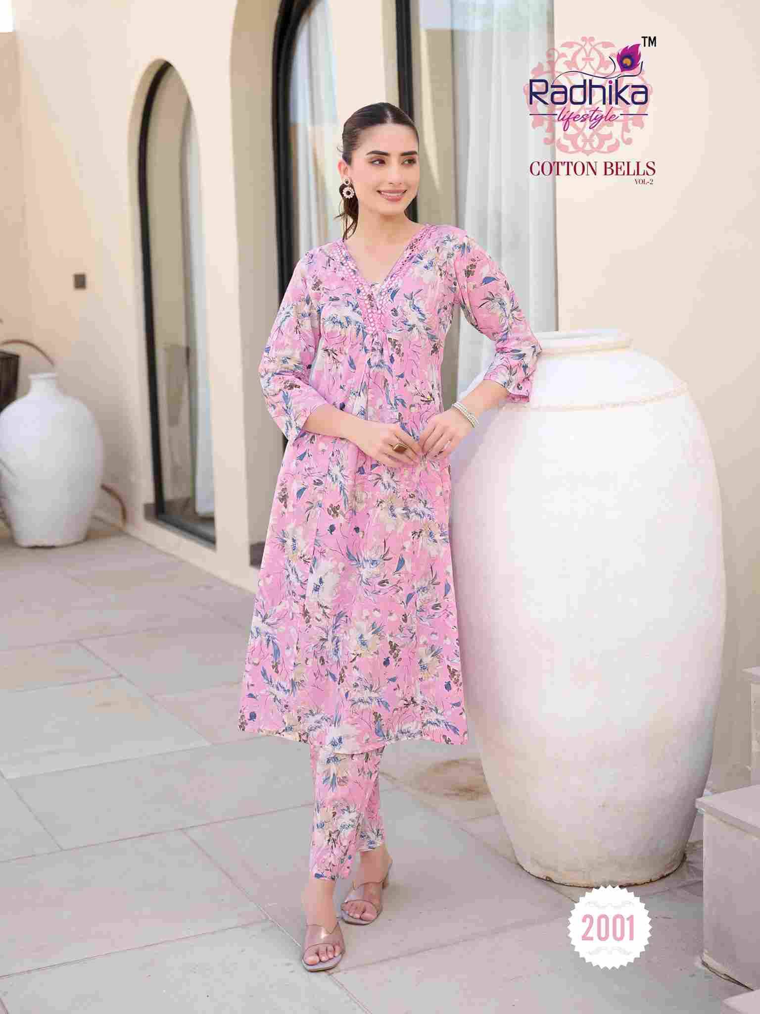 Cotton Bells Vol-2 By Radhika Lifestyle 2001 To 2008 Series Designer Pakistani Suits Collection Beautiful Stylish Fancy Colorful Party Wear & Occasional Wear Cotton Kurtis With Bottom At Wholesale Price