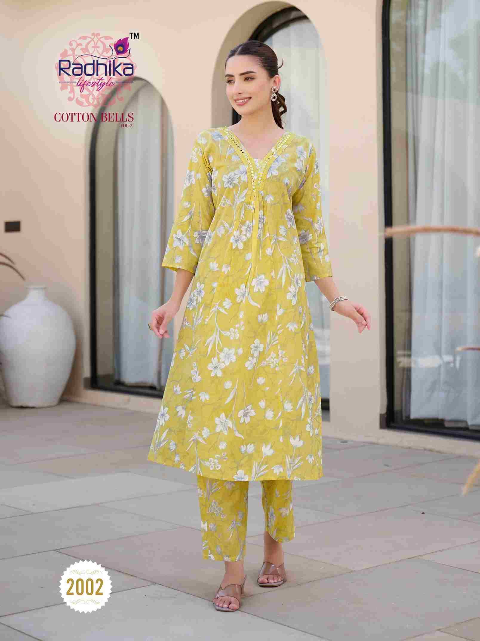 Cotton Bells Vol-2 By Radhika Lifestyle 2001 To 2008 Series Designer Pakistani Suits Collection Beautiful Stylish Fancy Colorful Party Wear & Occasional Wear Cotton Kurtis With Bottom At Wholesale Price