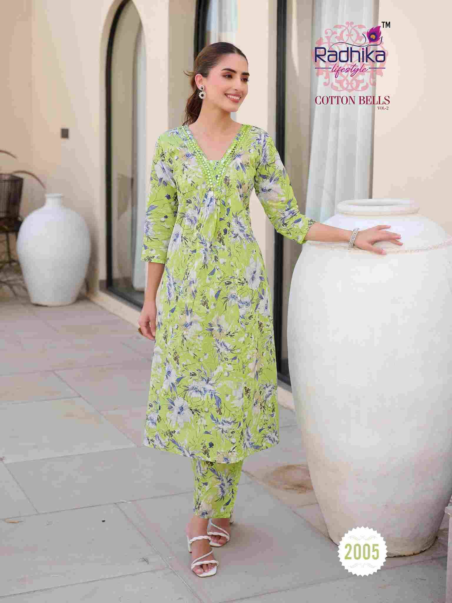 Cotton Bells Vol-2 By Radhika Lifestyle 2001 To 2008 Series Designer Pakistani Suits Collection Beautiful Stylish Fancy Colorful Party Wear & Occasional Wear Cotton Kurtis With Bottom At Wholesale Price