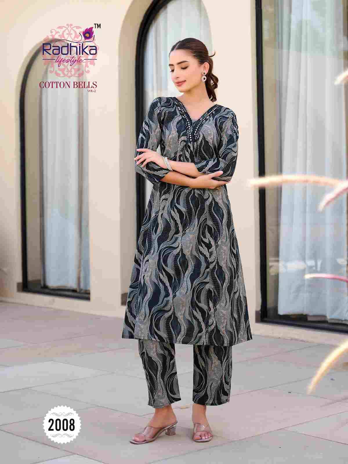 Cotton Bells Vol-2 By Radhika Lifestyle 2001 To 2008 Series Designer Pakistani Suits Collection Beautiful Stylish Fancy Colorful Party Wear & Occasional Wear Cotton Kurtis With Bottom At Wholesale Price