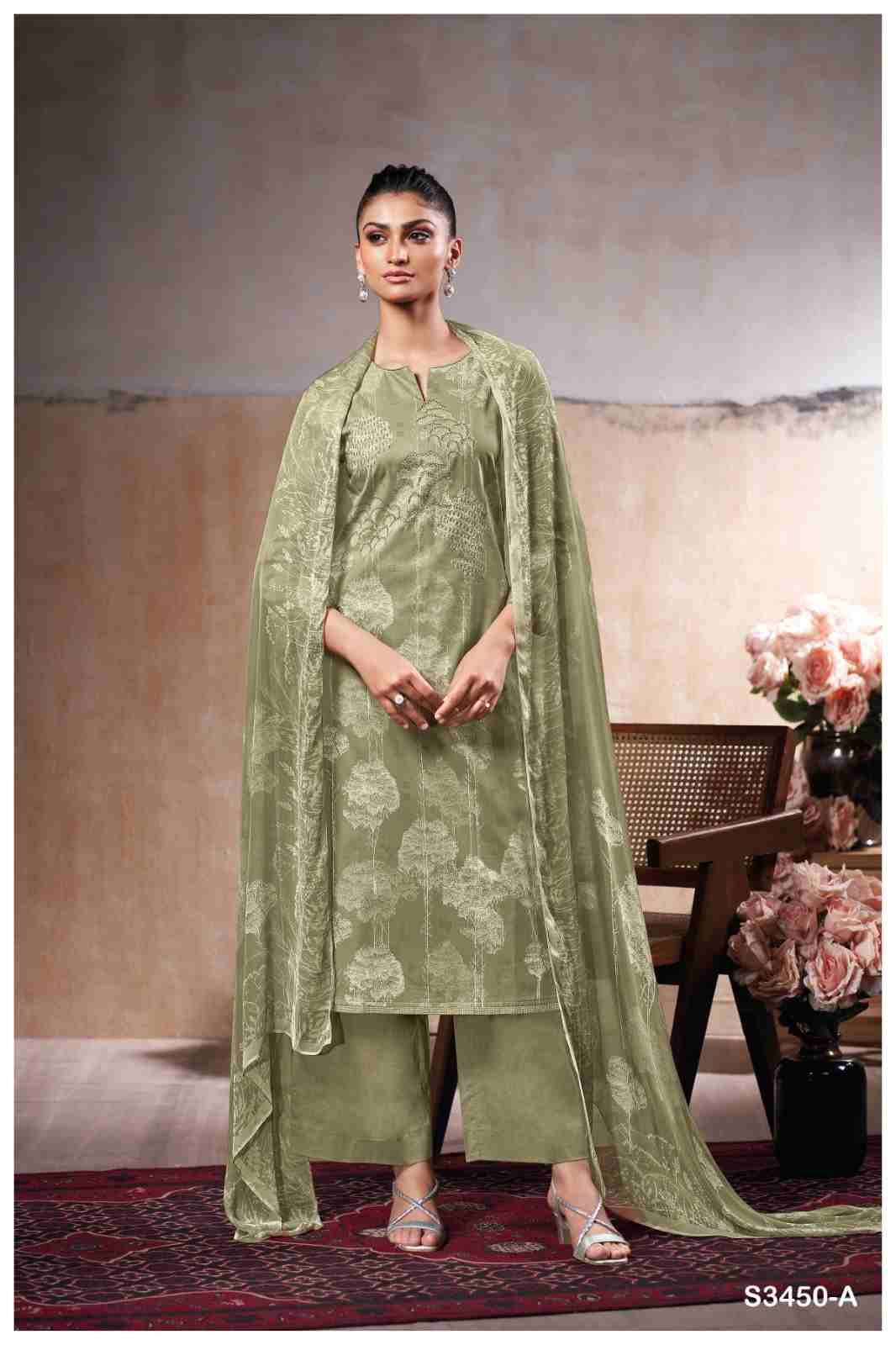 Linzy-3450 By Ganga Fashion 3450-A To 3450-D Series Beautiful Festive Suits Colorful Stylish Fancy Casual Wear & Ethnic Wear Pure Cotton Dresses At Wholesale Price